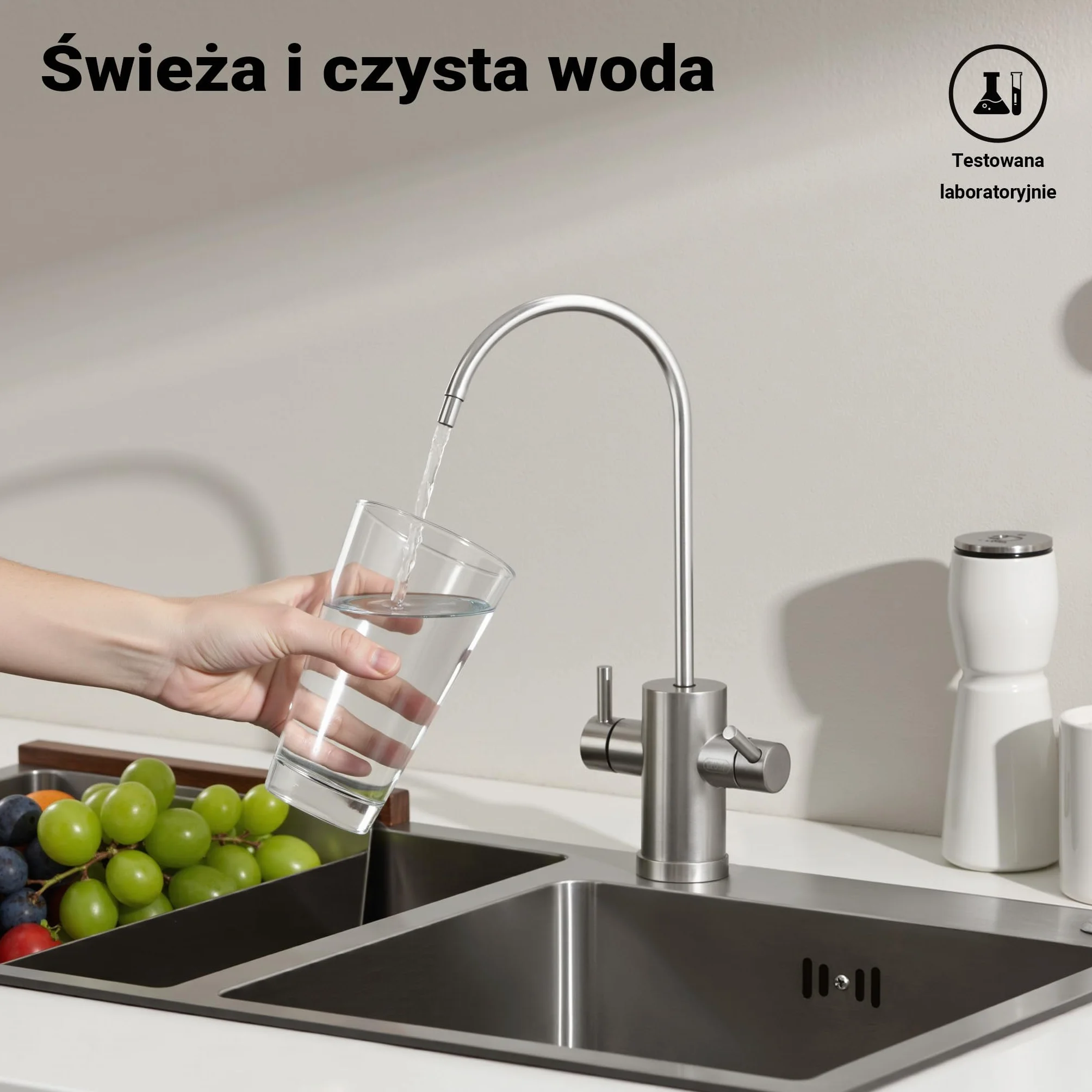 Naturewater 6-stopniowy system odwróconej osmozy 180 litrów/dobę, system odwróconej osmozy z klarownikiem UV i pompą wspomagającą do czystej wody pitnej