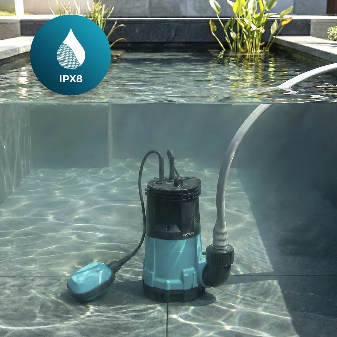 Cecotec Neptunus 750 Zatapialna pompa ciemna i kryształowa 750 W, 2w1 woda czysta i brudna, 14000 l/h, funkcja niskiego zasysania, wysokość 7,5 m, głębokość 7 m, przełącznik pływakowy, IPX8, kabel 10