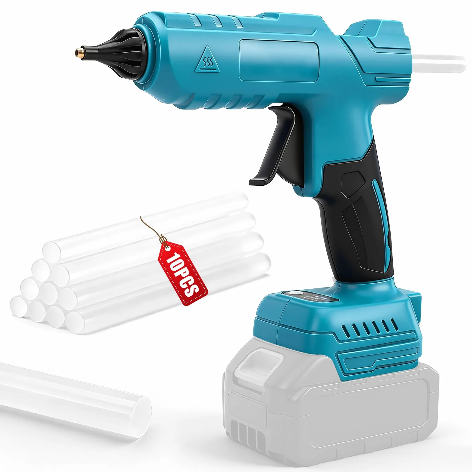 Pistolet do klejenia na gorąco Kompatybilny z akumulatorami Makita 18 V, 100 W Pistolet do kleju z 10 wkładami klejowymi 11 mm, szybko nagrzewające się wkłady do kleju na gorąco do majsterkowania