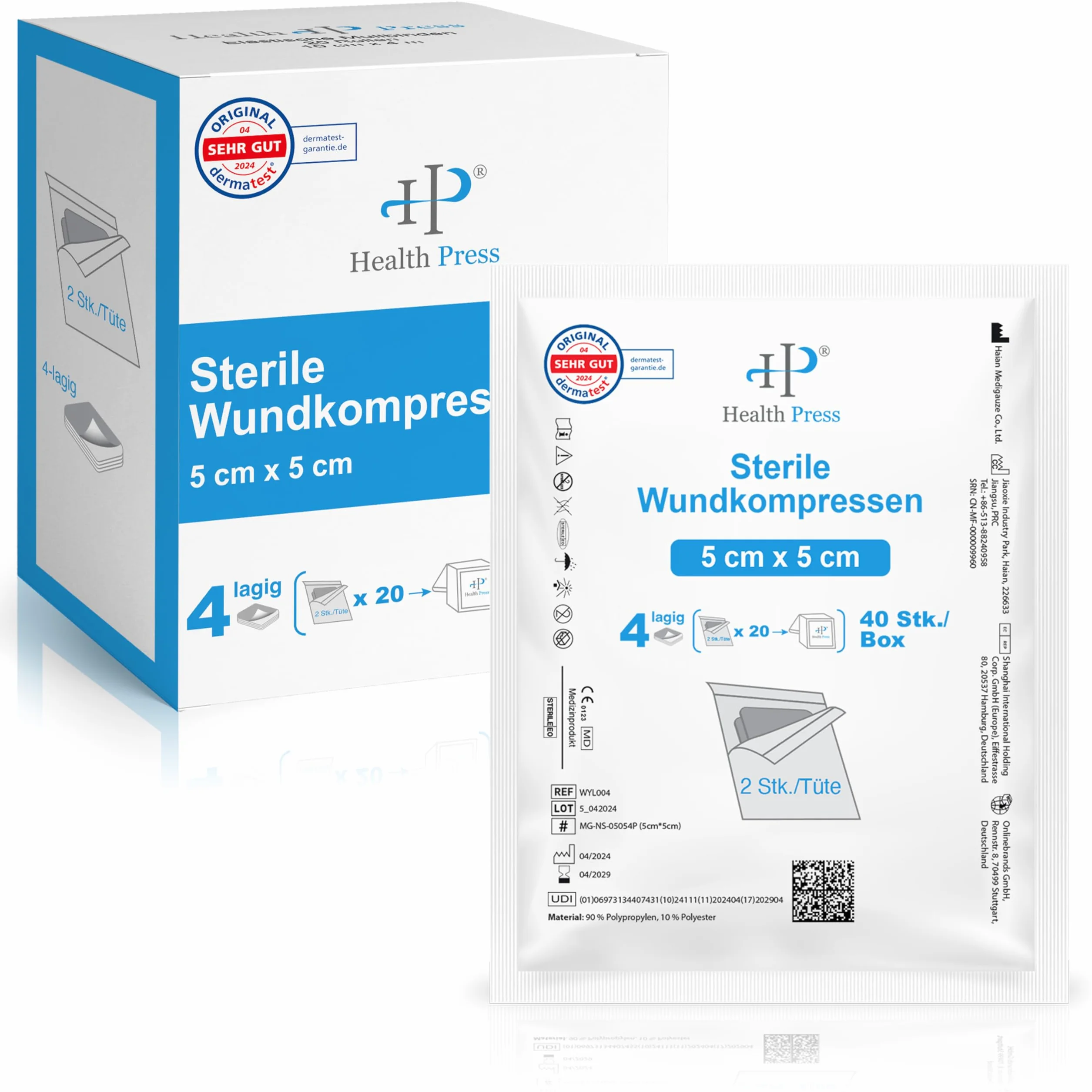 Sterylne Kompresy 5x5 cm 40 sztuk Gaza 4-warstwowa Opatrunki