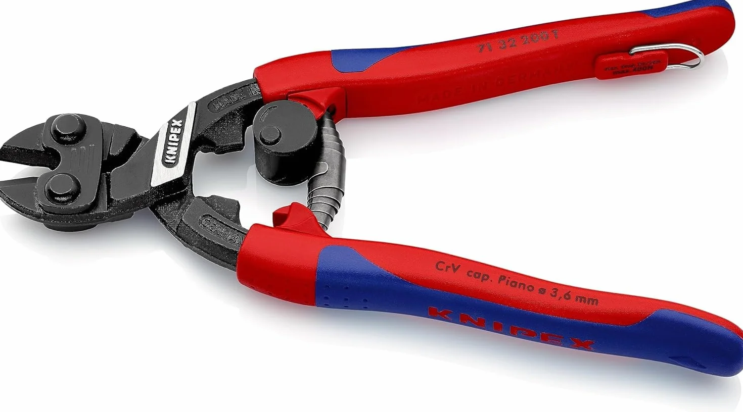 KNIPEX CoBolt Kompaktowe szczypce tnące przegubowe z wąskimi, wielokomponentowymi nasadkami, zintegrowany zaczep, 71 32 200 T