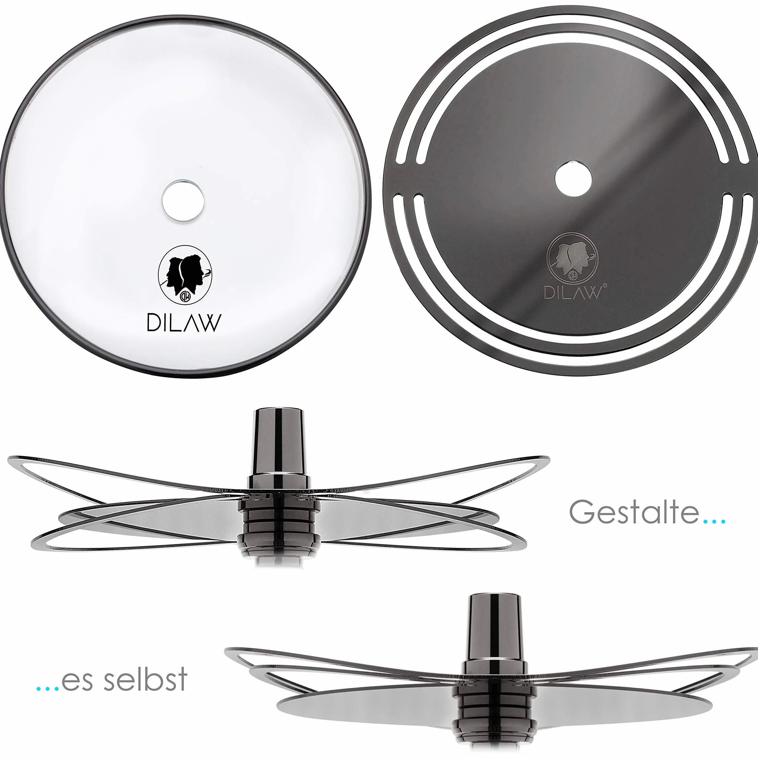 DILAW Kompletny zestaw sziszy Smart to go 38 cm stal nierdzewna mini hookah 4 przyłącza 4 adaptery szklane