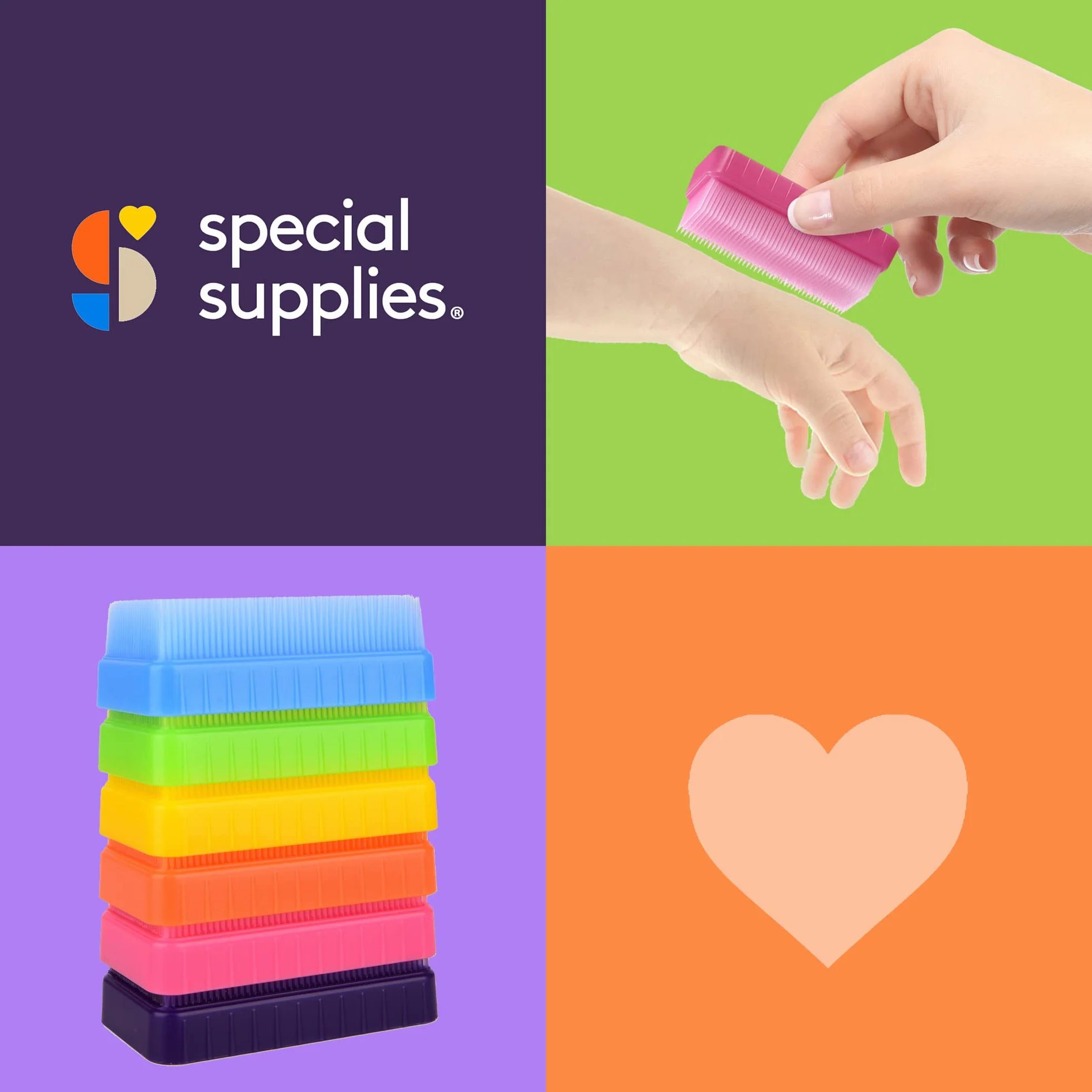 Special Supplies Szczotka sensoryczna do terapii terapeutycznej do szczotkowania zawodowego i sensorycznego, stymulującego, uspokajającego, dla dzieci i dorosłych, miękkie, elastyczne włosie, bez