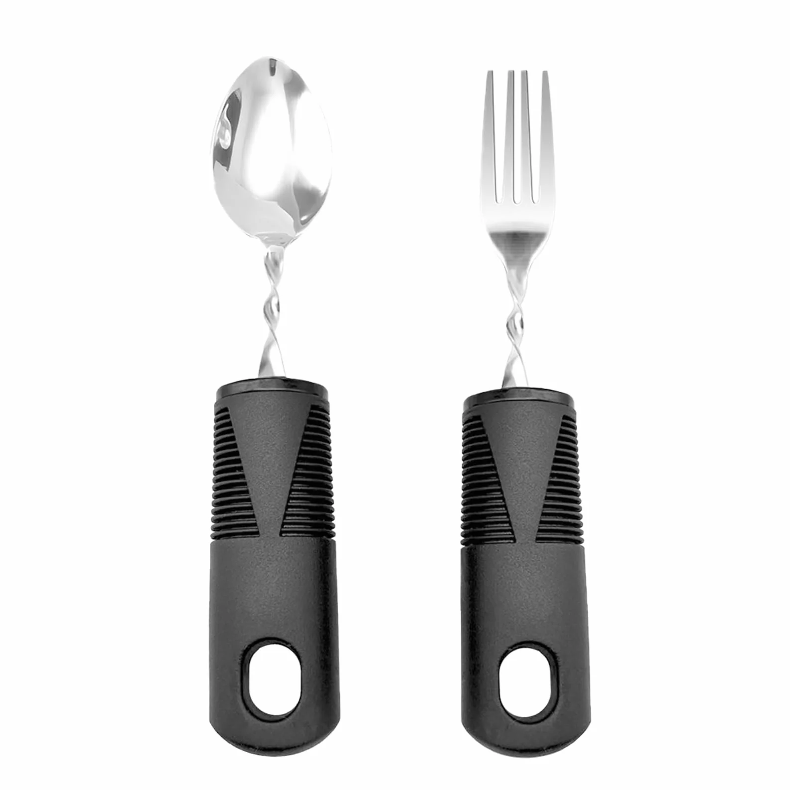 2 sztuki sztućców, sztućce dla osób niepełnosprawnych, Parkinson Cutlery with Thick Handle, Cutlery for Parkinson Seniors Disabled,Parkinson Aid,dla osób starszych, artretyzmu, choroby Parkinsona,