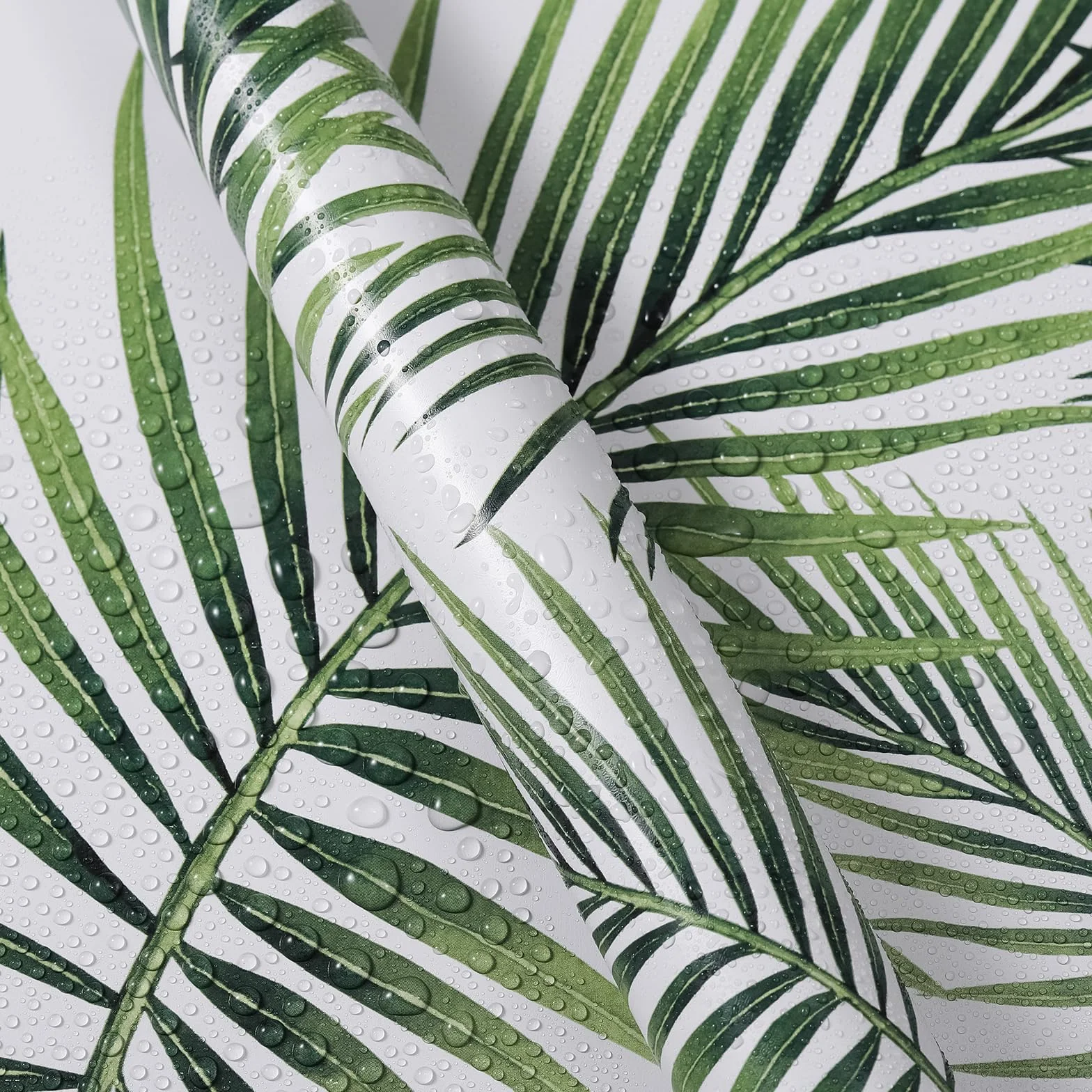 MEIBAN samoprzylepna folia do mebli, zielone liście wierzby, folia samoprzylepna, 45 cm x 2 m, PVC, wodoszczelna tapeta do kuchni, szafek, folia dekoracyjna