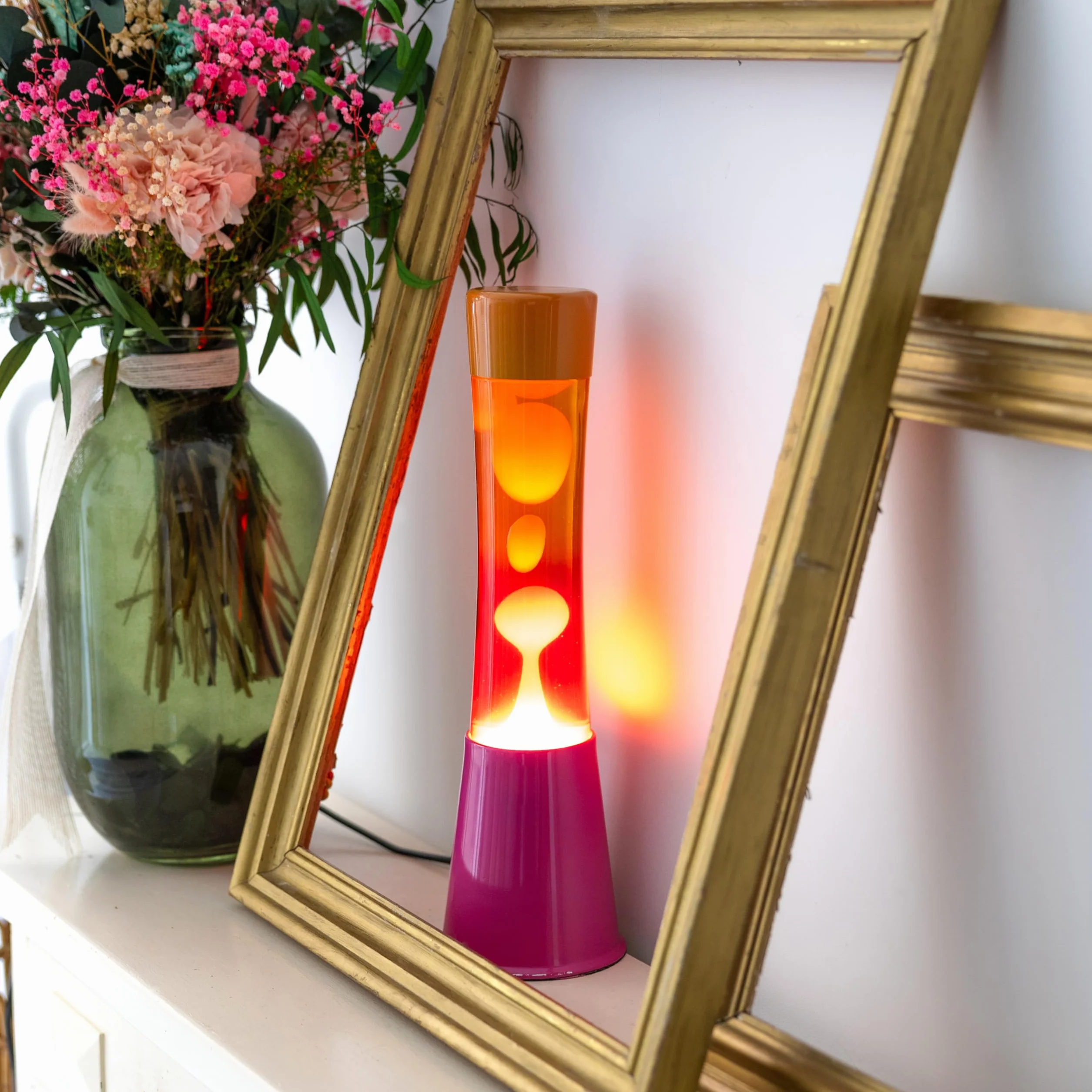 Fisura Lampa lawowa ombre różowo-pomarańczowa 11 cm x 11 cm x 39,5 cm z zapasową żarówką