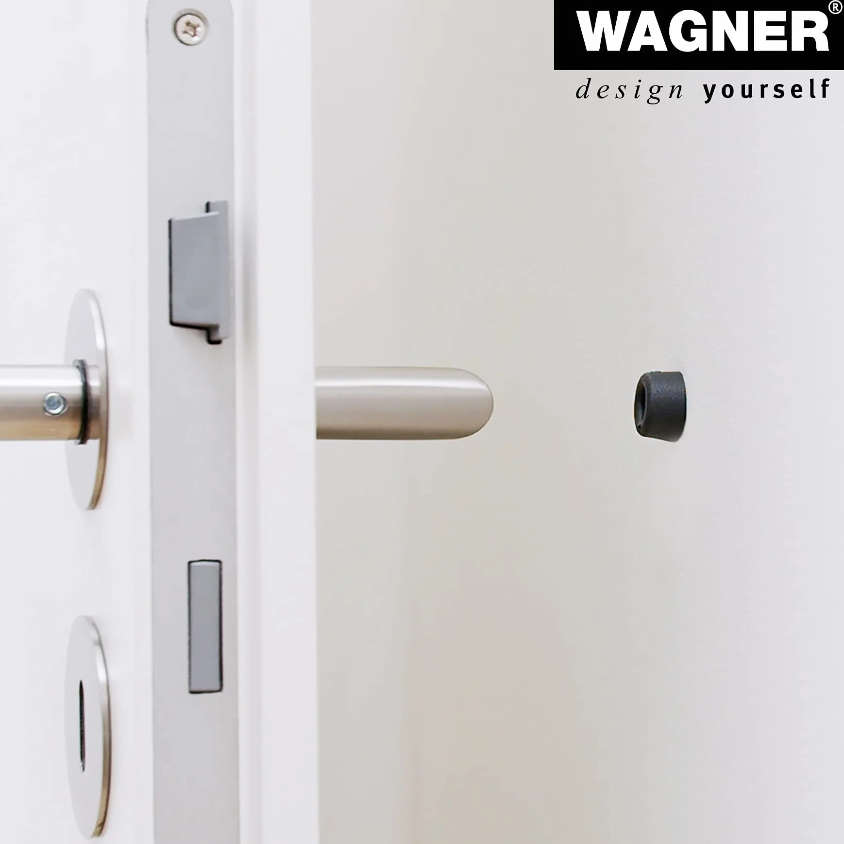 WAGNER Stoper do drzwi ściennych VULKANO MINI 4-częściowy zestaw - średnica Ø 20 x 10 mm, odbojniki z wysokiej jakości pełnej gumy, czarny, do wkręcania - 15501004