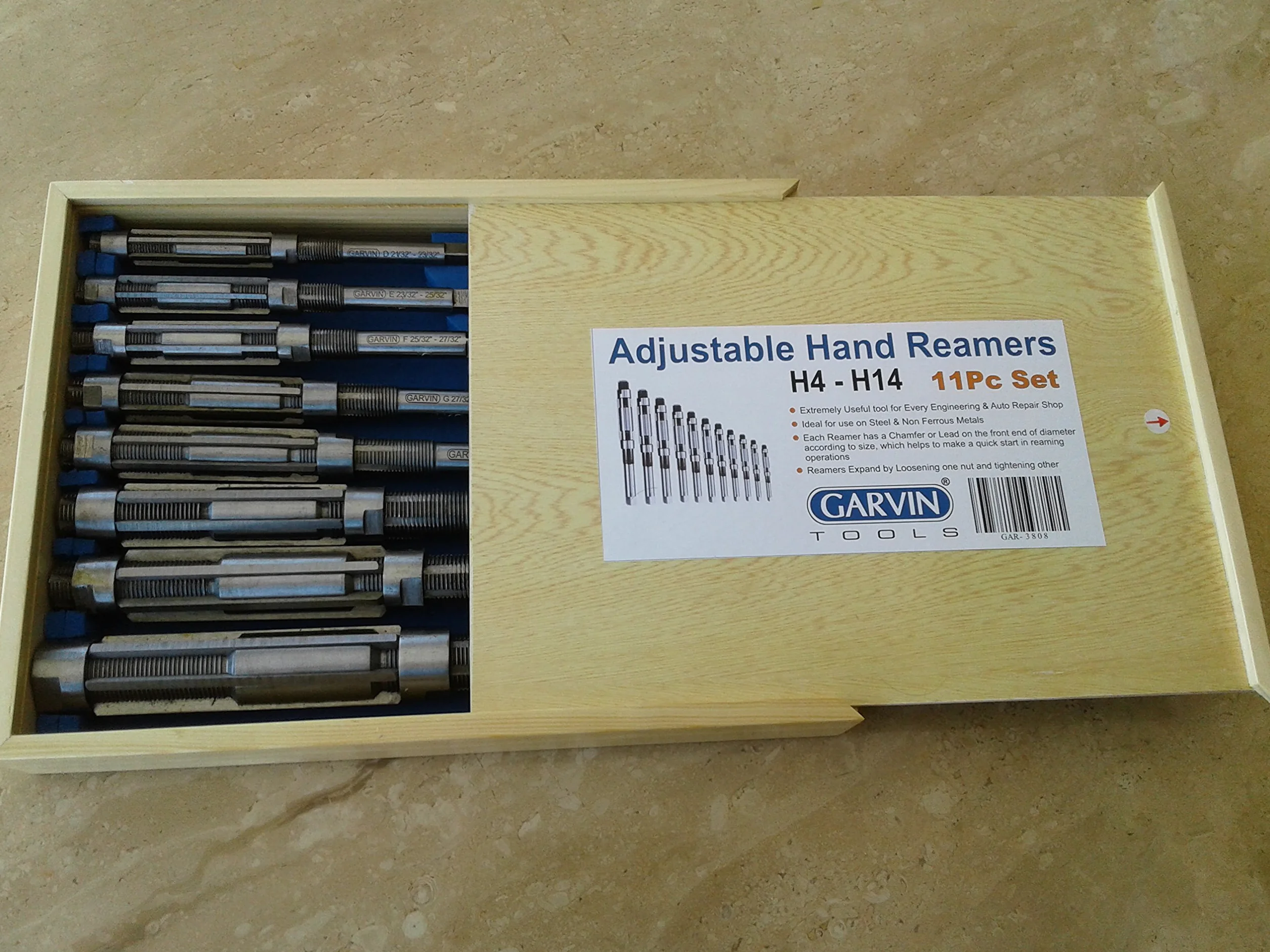 ACTOOLS 11 szt./zestaw regulowanych rozwiertaków ręcznych A-K, H4-H14, 15/32" do 1-1/2", HSS 6 ostrzy