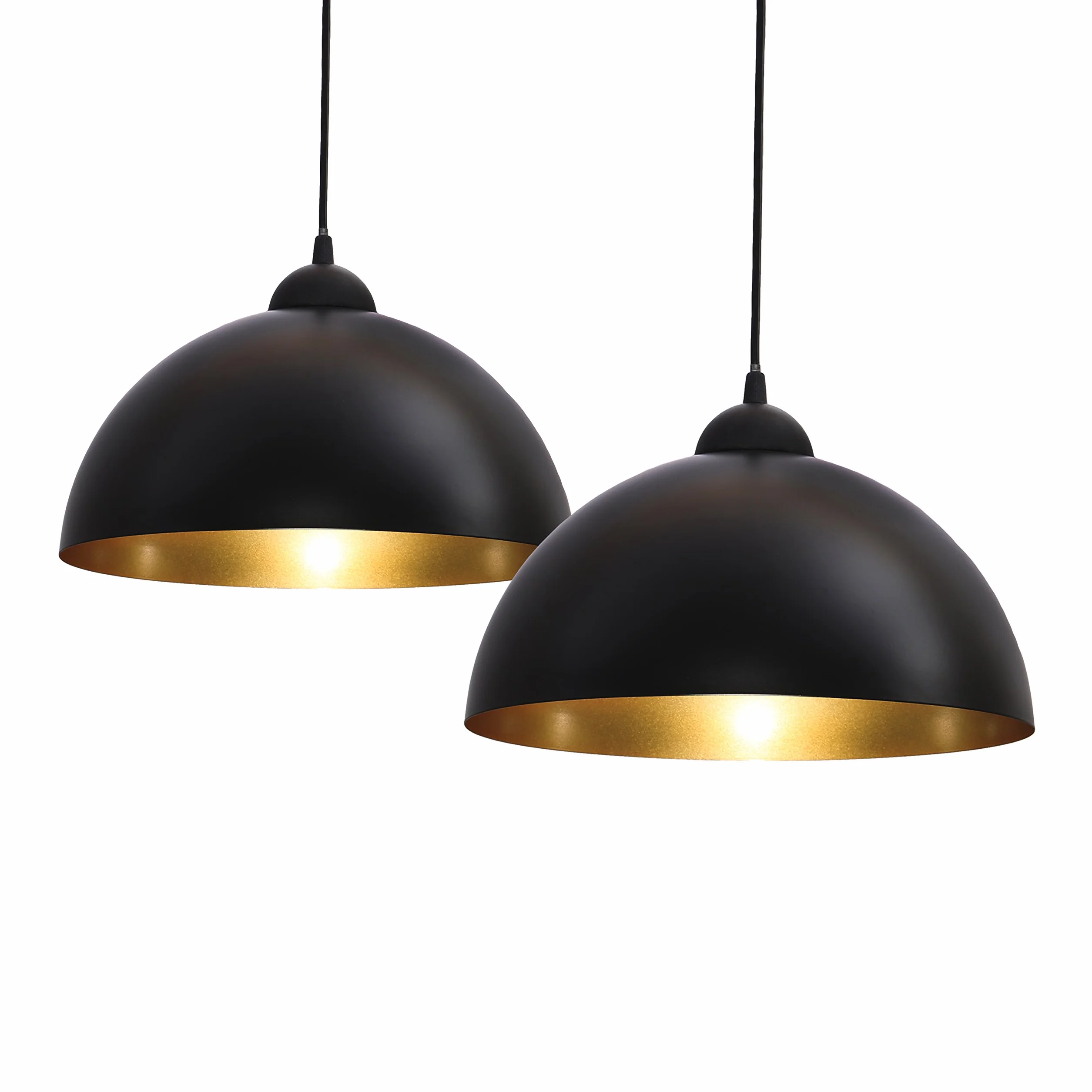B.K.Licht zestaw industrialnych lamp wiszących w stylu vintage, Ø 30 cm, oprawka E27 do żarówek o maks. mocy 60 W, żarówka nie wchodzi w zakres dostawy, kolor czarno-złoty, 2-częściowy