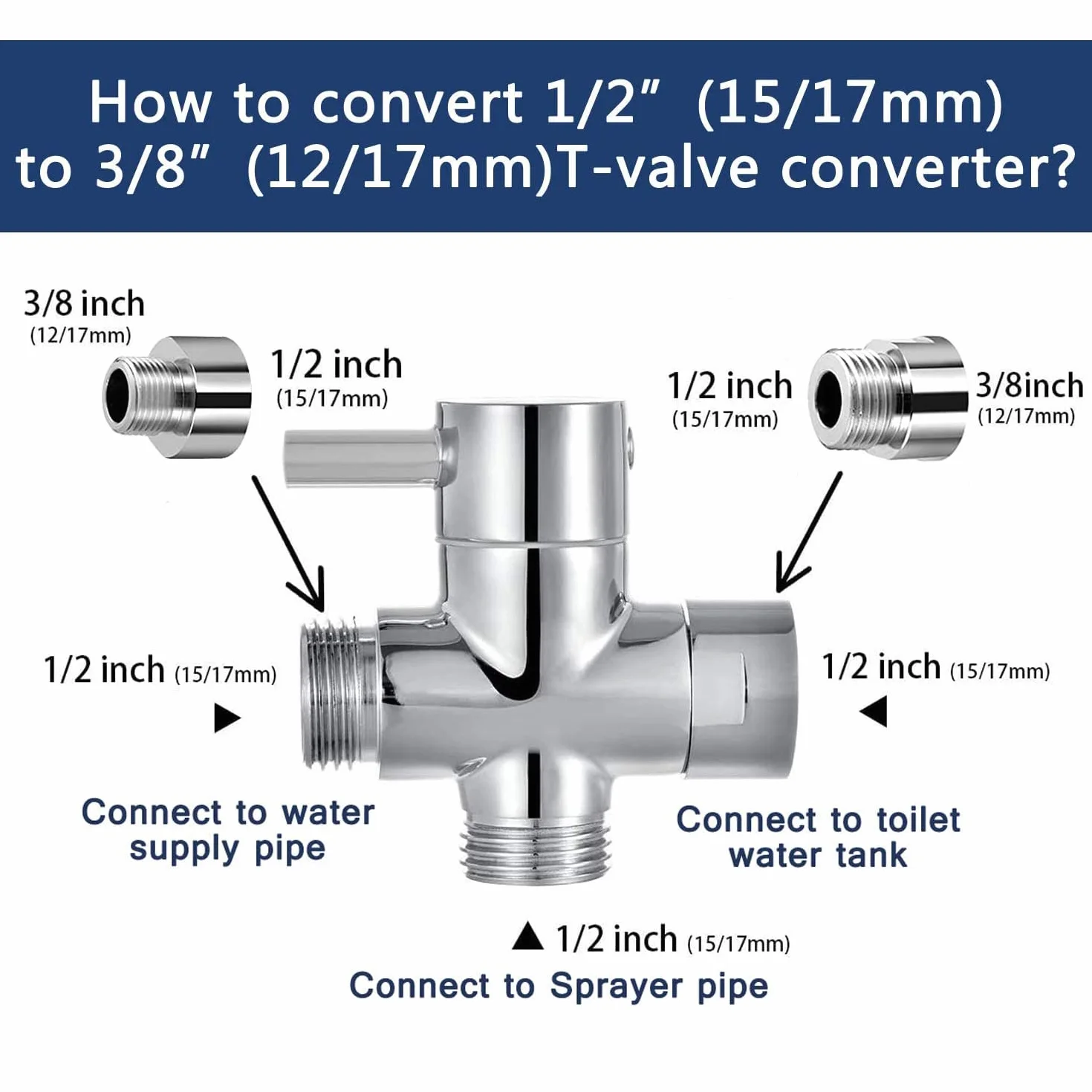 Bidet ręczny spray do toalety ze stali nierdzewnej z zaworem 3-drożnym 1/2"-3/8"