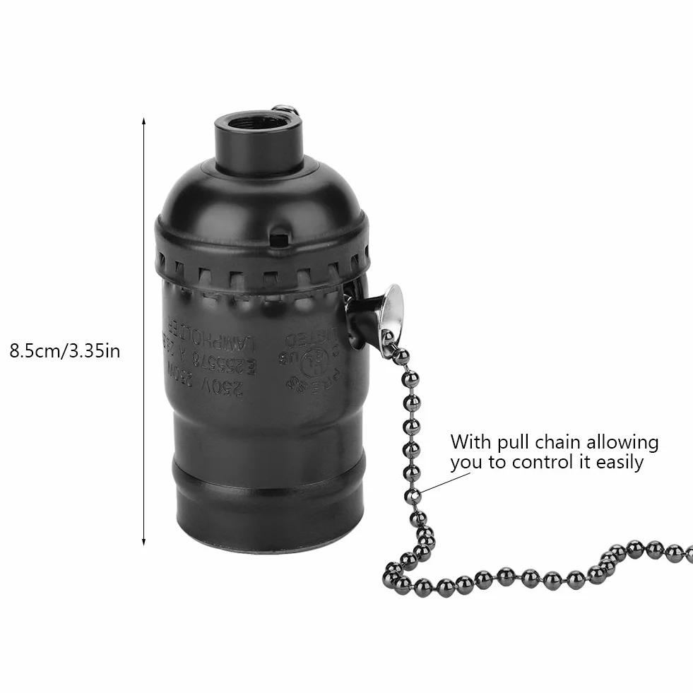 VIFER Oprawa E27 w stylu vintage, uchwyt, adapter z łańcuchem, oprawka sufitowa, cokół na ścianę, stół, lampa, akcesoria DIY
