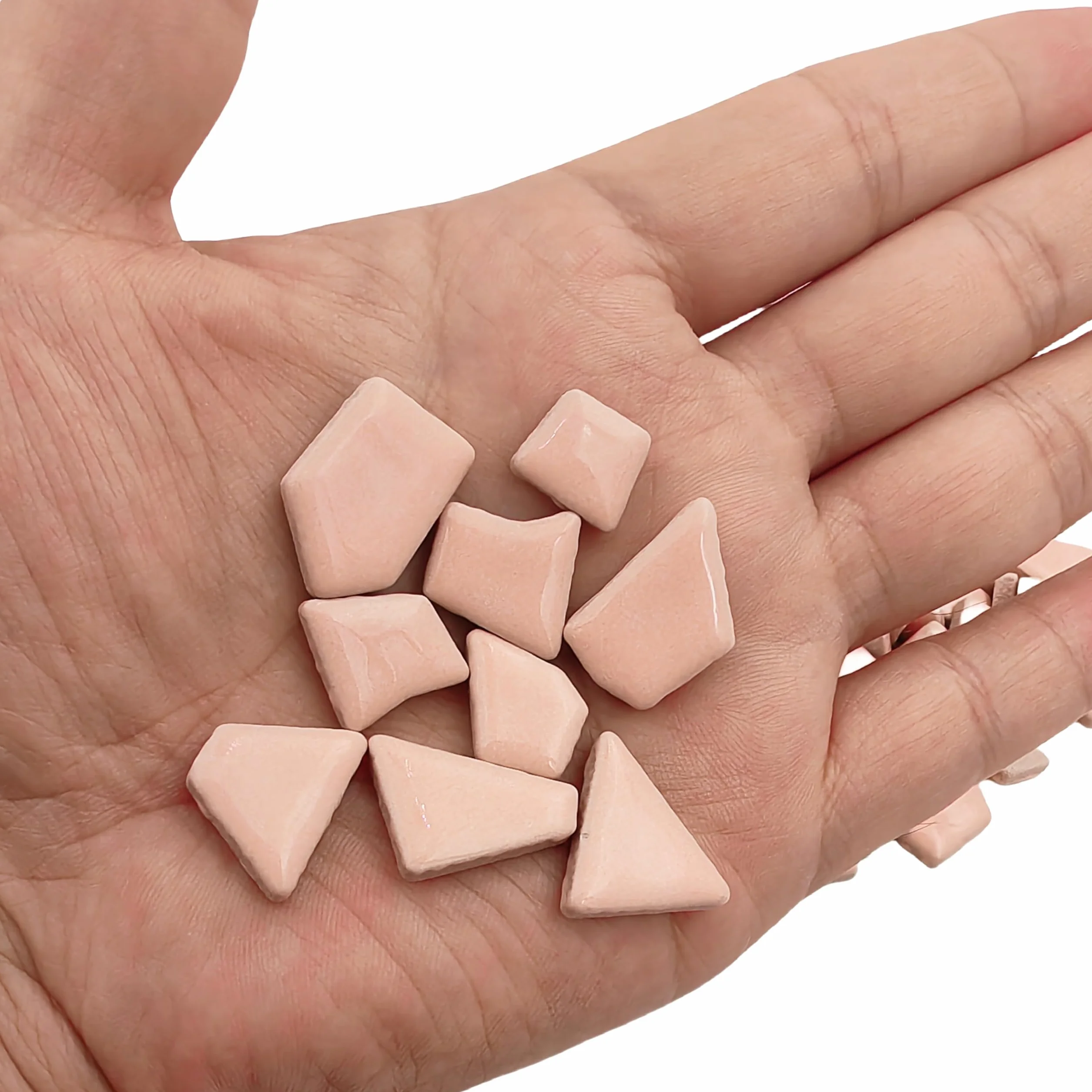 Nieregularne ceramiczne płytki mozaikowe, 500 g, 0,5 x 2 cm, małe elementy mozaiki, kamienie do samodzielnego wykonania mozaiki, rękodzieła, hobby, sztuki, dekoracji ścian domu (różowe)