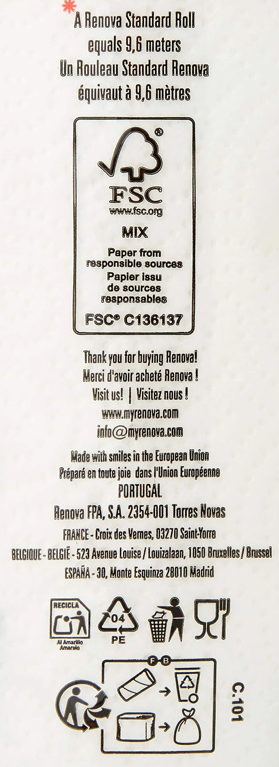 Renova 200072200 Ręcznik Papierowy, Biały, A4
