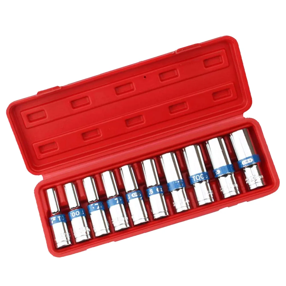 10 szt. 1/5.1 cm Hex Drive Deep Impact Socket Ręczny klucz pneumatyczny z grzechotką