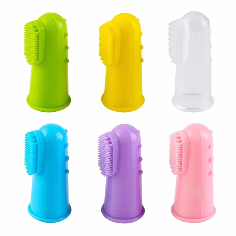 Vicloon Szczoteczka do zębów Finger, 6 szt gumowa szczoteczka do zębów, silikonowe szczoteczki do zębów dla niemowląt, wielokolorowa szczoteczka do zębów dla dzieci do masażem dziąseł z etui