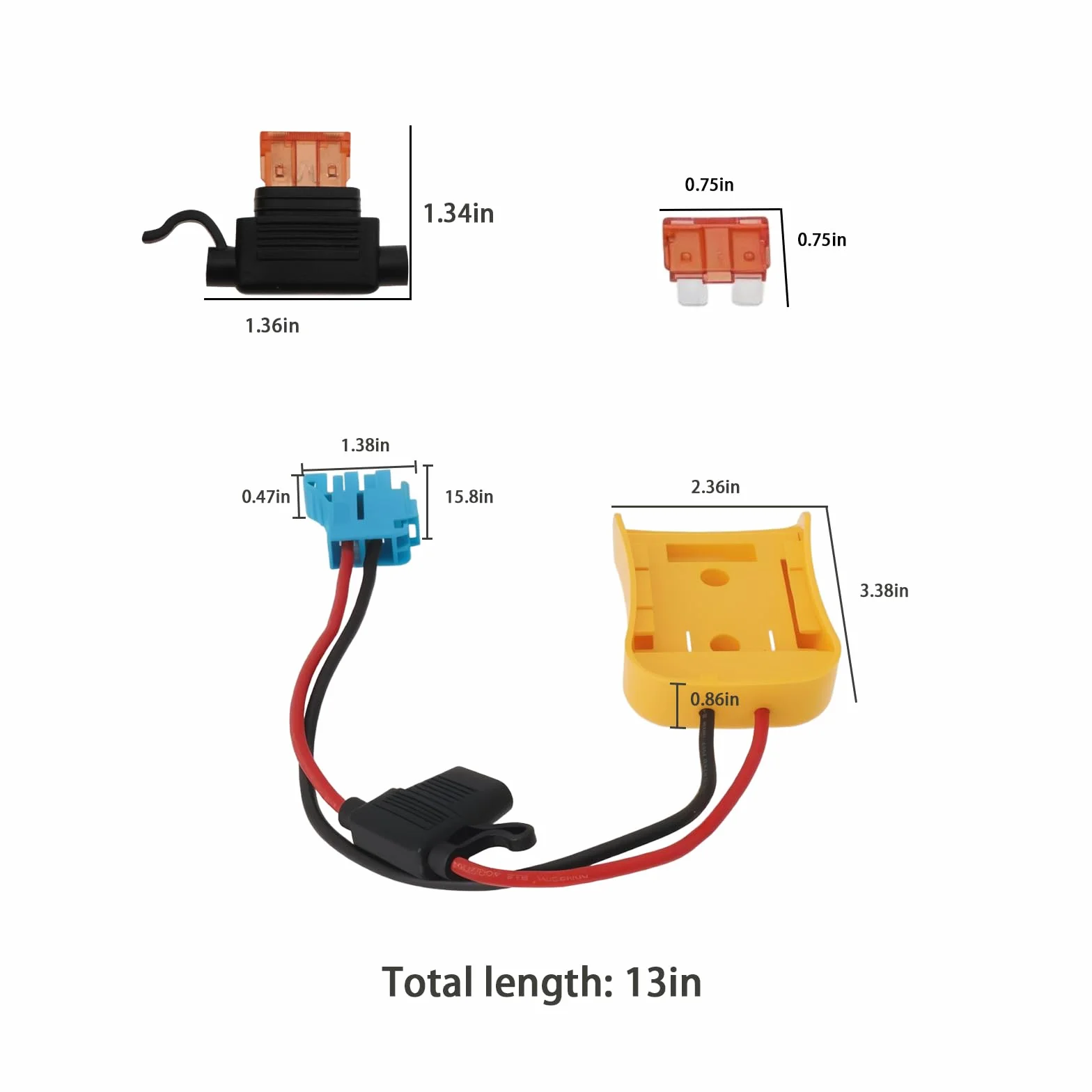 OTOTEC 1pc 20V Power Wheel Adapte with Fuse Connector Compatible with Dewalt 18V/20V Lithium-Ion Battery Series BCB182 BCB183 BCB200