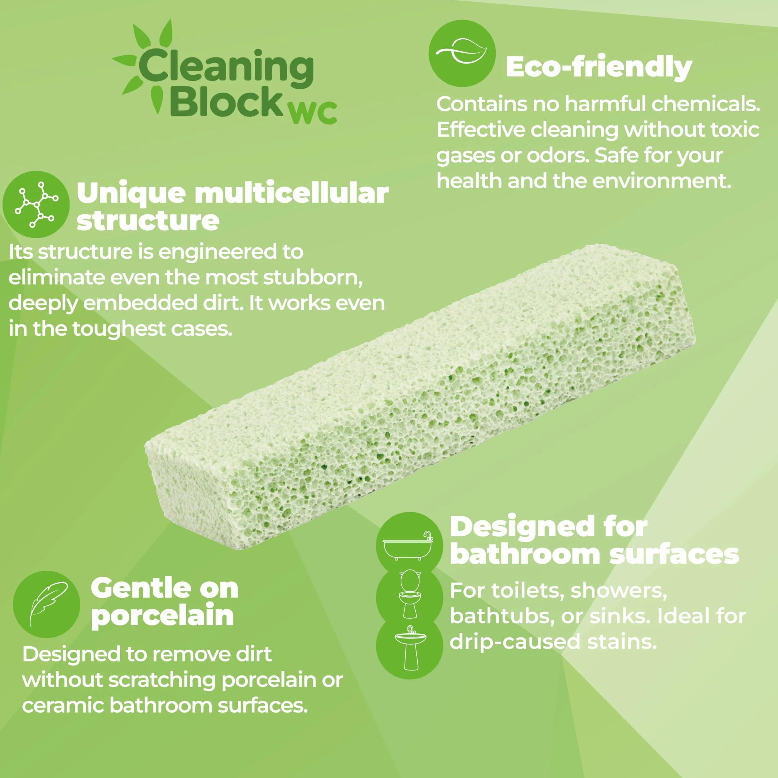 Cleaning Block WC - Skuteczne Pałeczki do Usuwania Kamienia i Żółtych Plam - Czyści WC, Umywalki, Prysznice i Wanny, Usuwa Trudne Zabrudzenia - Pack 4 Sztuki