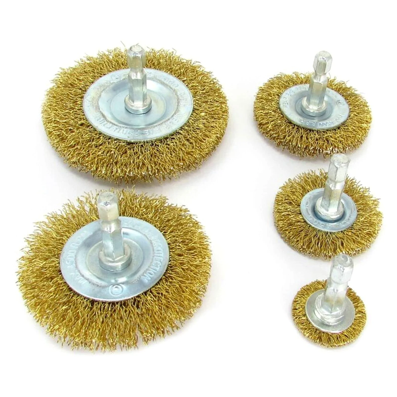 Szczotka druciana T-Shaped Brass Wire Brushes, for Drills Set,5 Pcs Circular Brass-Coated Attachment Deburr Removal