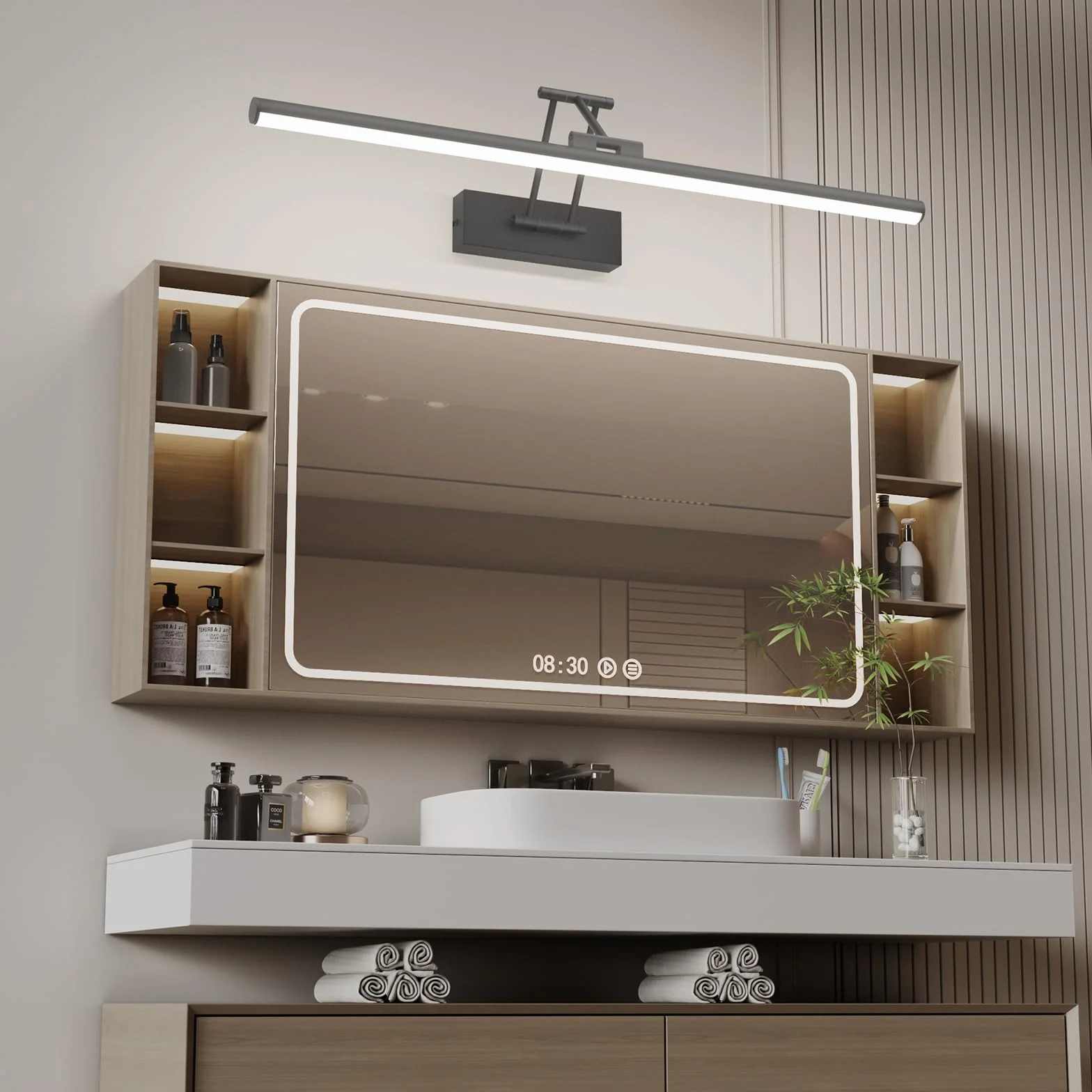 LED Klighten lustro światło łazienka 60cm, obrotowe światło do łazienki IP44, 20W 1500 LM, zimna biel 5500K