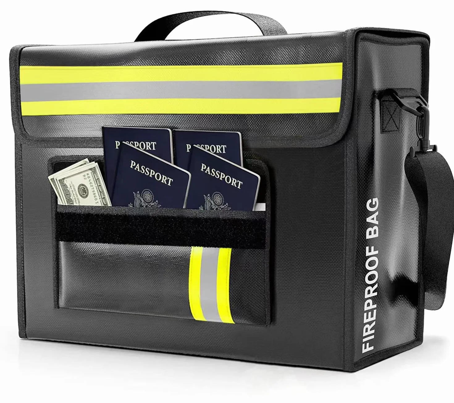 Torba na dokumenty ognioodporna wodoszczelna 6 warstw 43x30x13 cm 4500°F odblaskowa