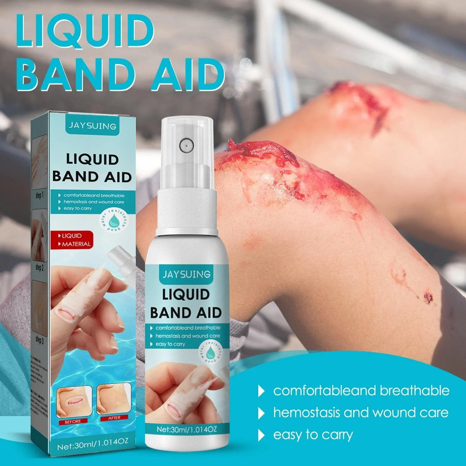 Liquid Bandage Spray 30ml Waterproof Breathable Quick-Dry Transparent Wound Protective Film