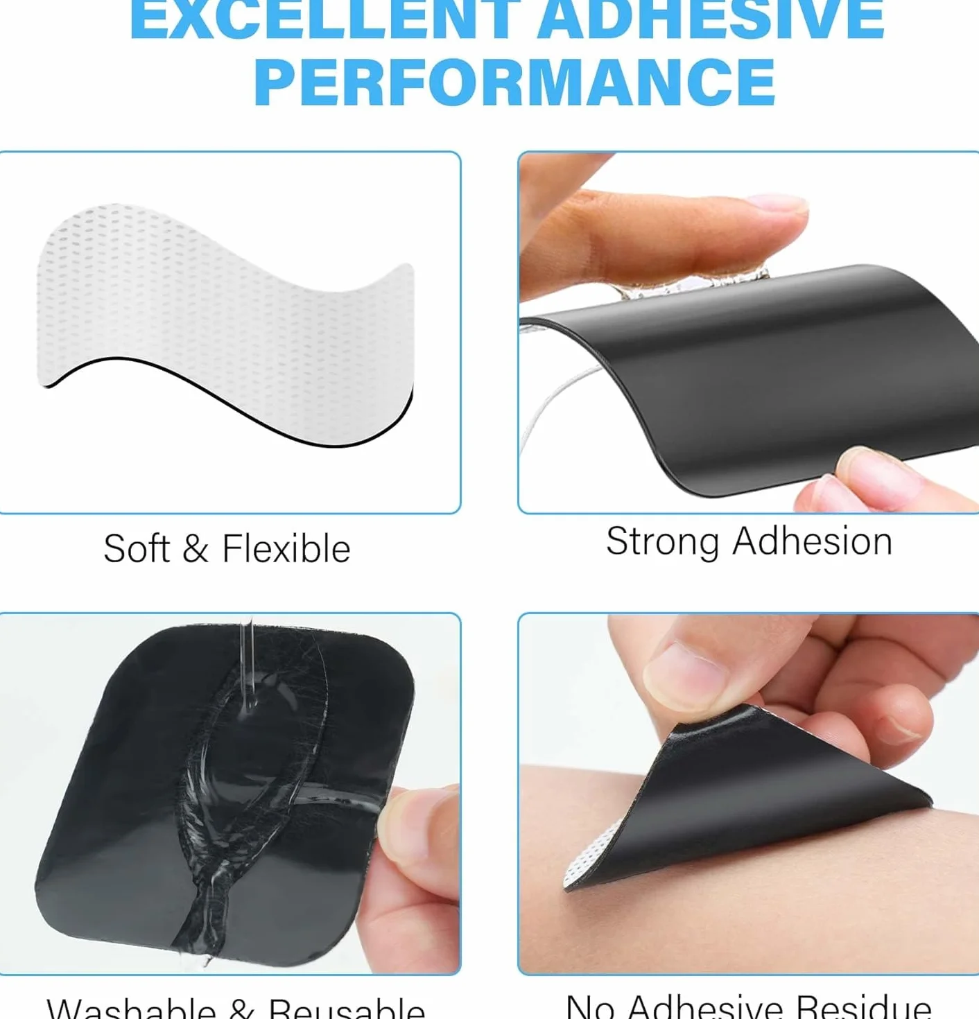10 podkładek elektrodowych TENS-EMS 6 x 9 cm, podkładki do urządzeń TENS, wielokrotnego użytku, samoprzylepne podkładki z elektrodami, do urządzeń TENS i EMS Trainer (10)