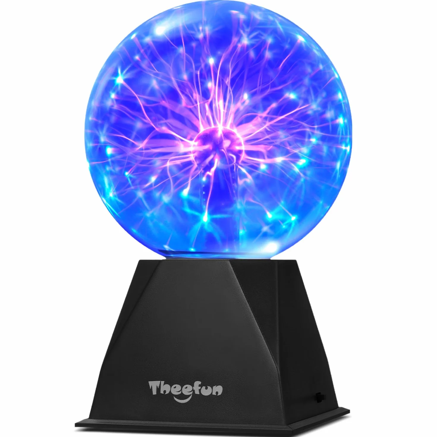 Theefun Magiczna kula plazmowa, 15 cm, świecąca kulka, elektrostatyczna, dotykowa kula błyskowa, migająca zabawka pedagogiczna, fizyka, lampa plazmowa, nastrojowe efekty świetlne