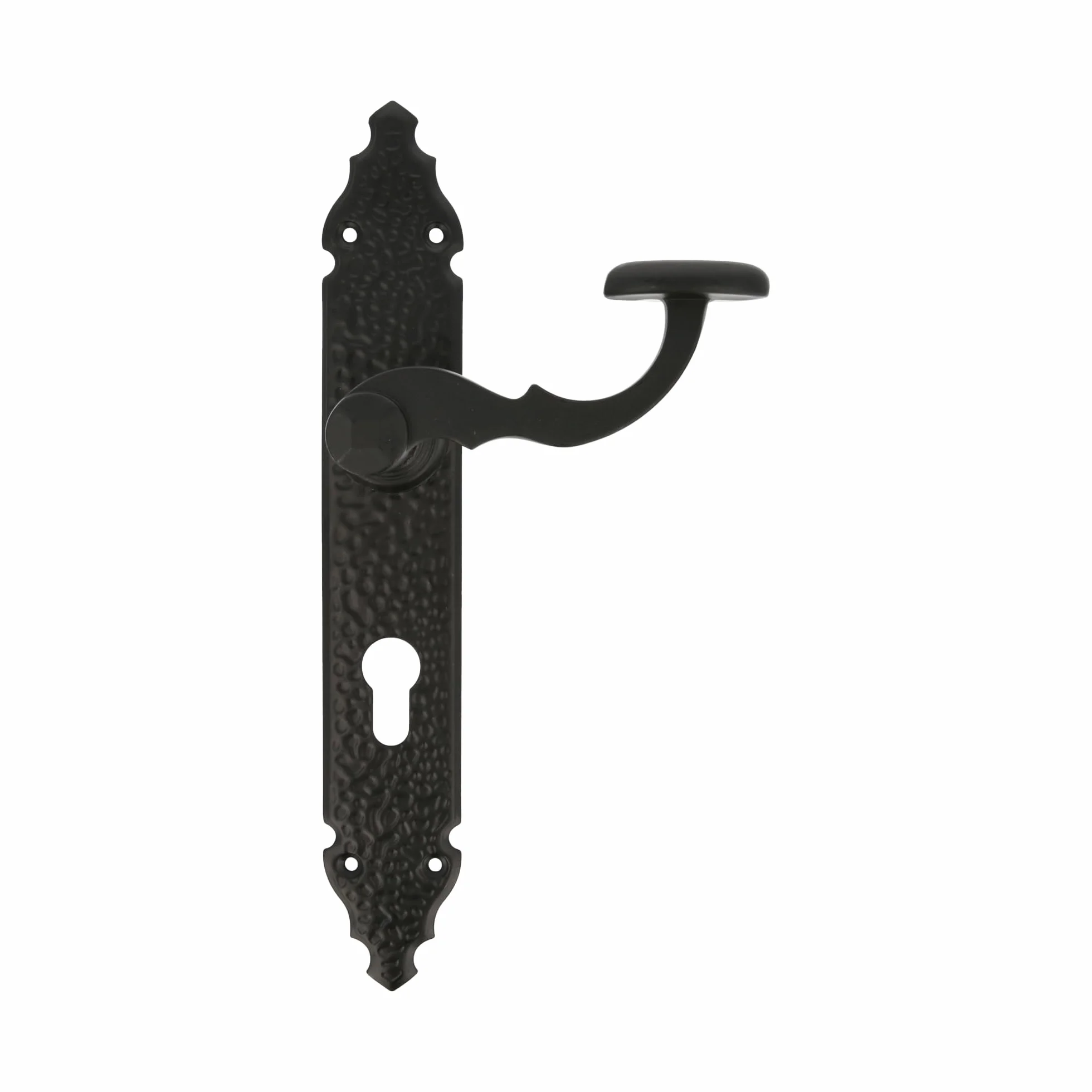 Amig Zestaw uchwytów mod. 100 PB 280 x 44 mm Klamka Zamak stalowa płytka czarne wykończenie Europrofilowa Czworokąt 8 mm Rustykalny ręcznie kuty styl