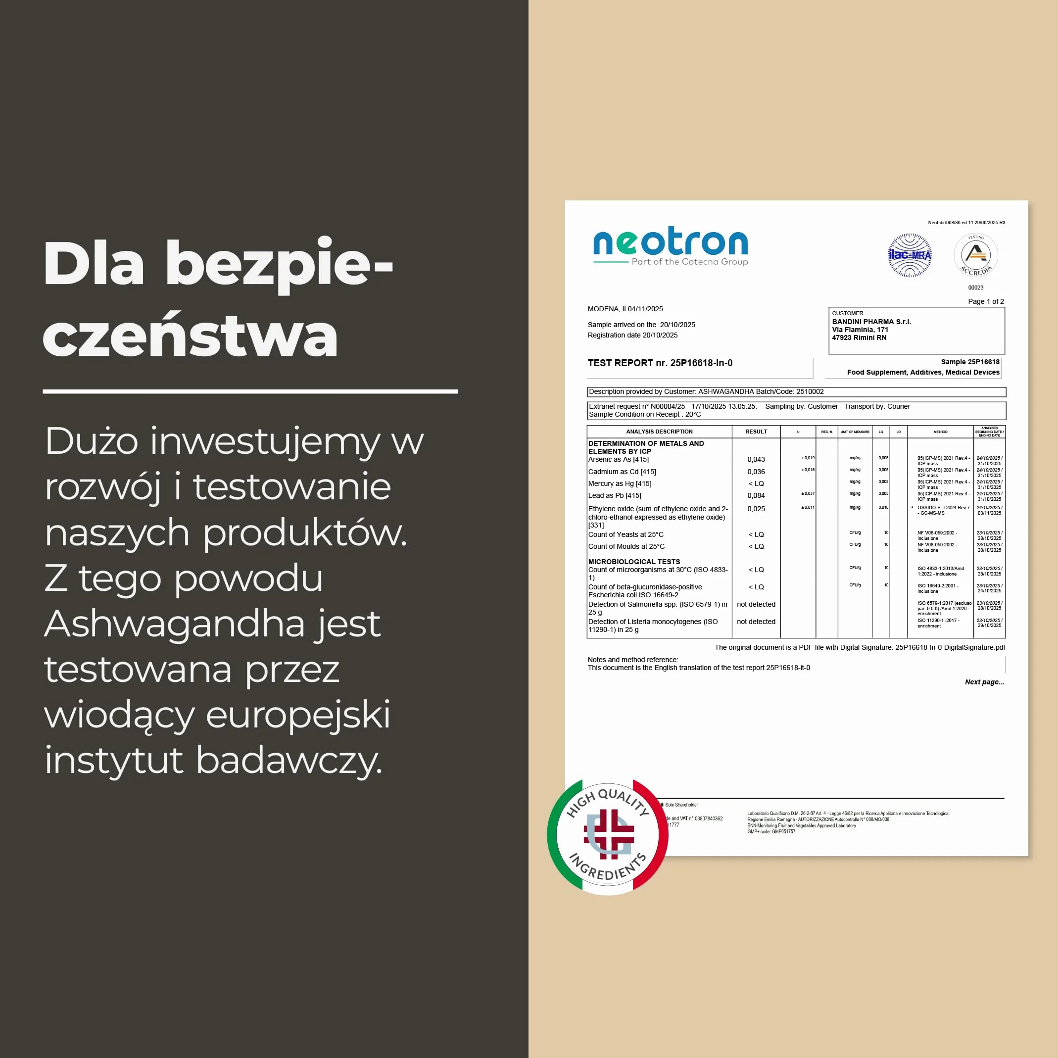 Bandini Ashwagandha KSM-66 100% wegańska 60 kapsułek Withania Somnifera 5% witanolidów