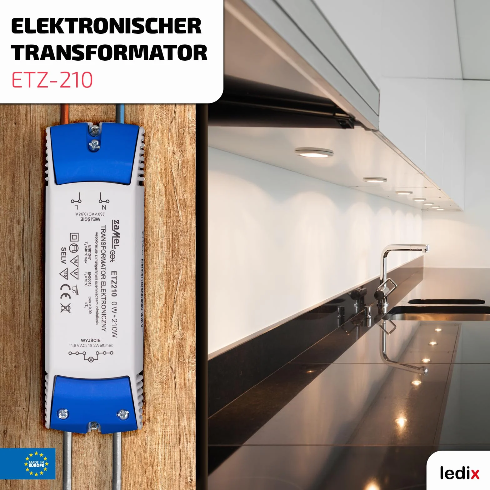 ETZ-250 x transformator elektroniczny 12 V 250 W, srebrny