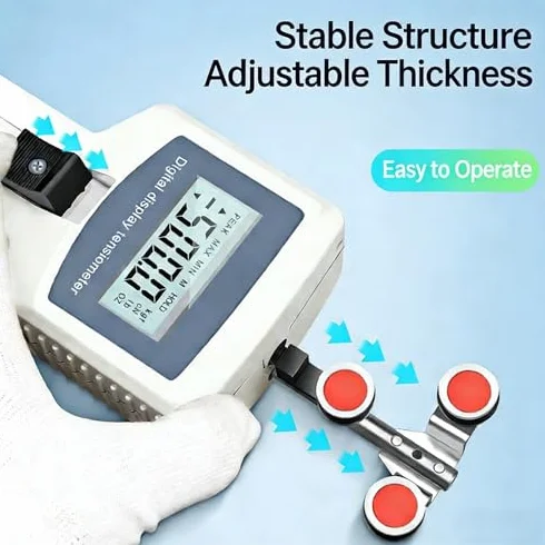 Miernik naprężenia kabla, cyfrowy miernik przenośny z regulacją grubości, tester wytrzymałości na rozciąganie drutu, transmisja danych USB dla włókien i przewodów (E)