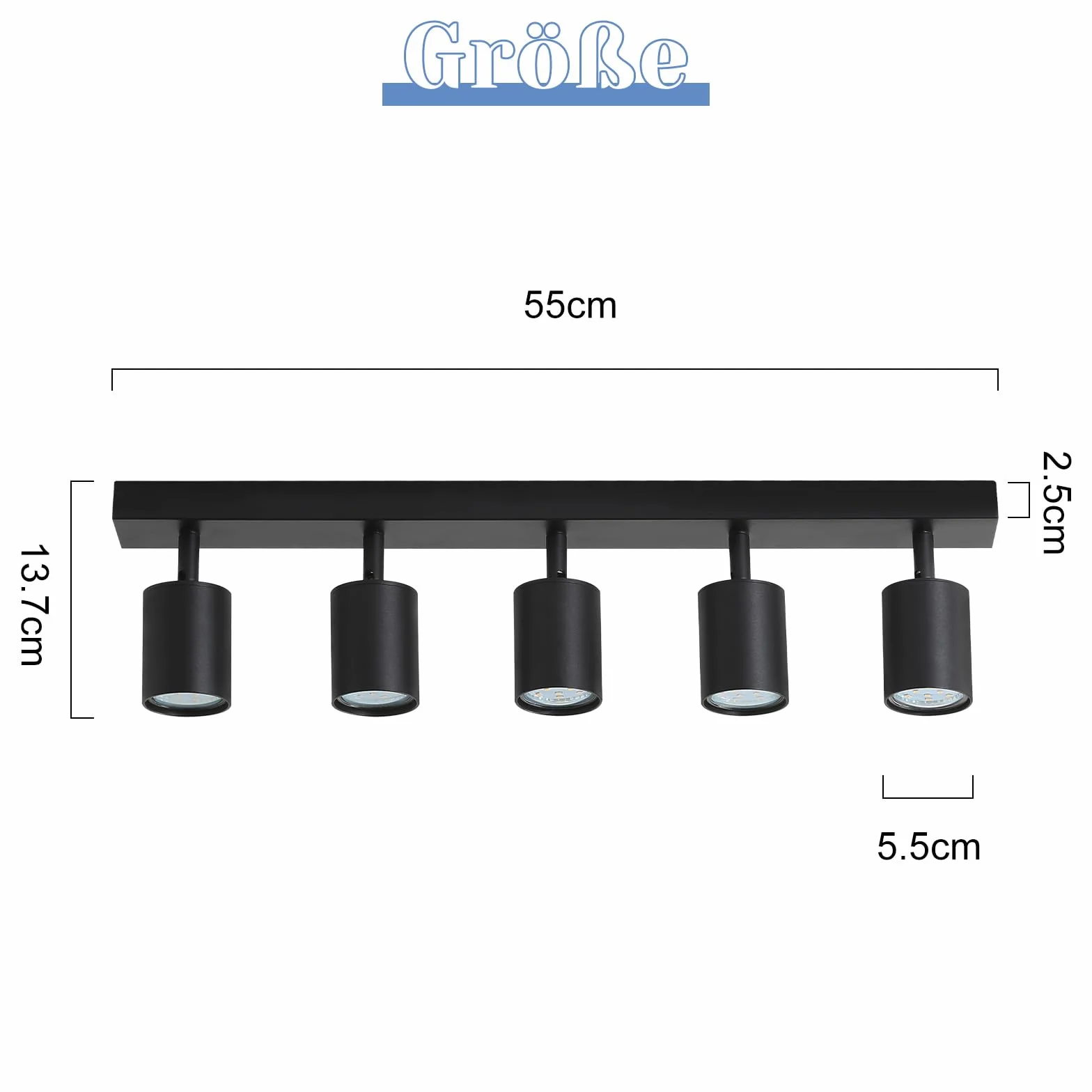 Lampa Sufitowa LED GU10 Obrotowa Czarny 5 Płomień Reflektor