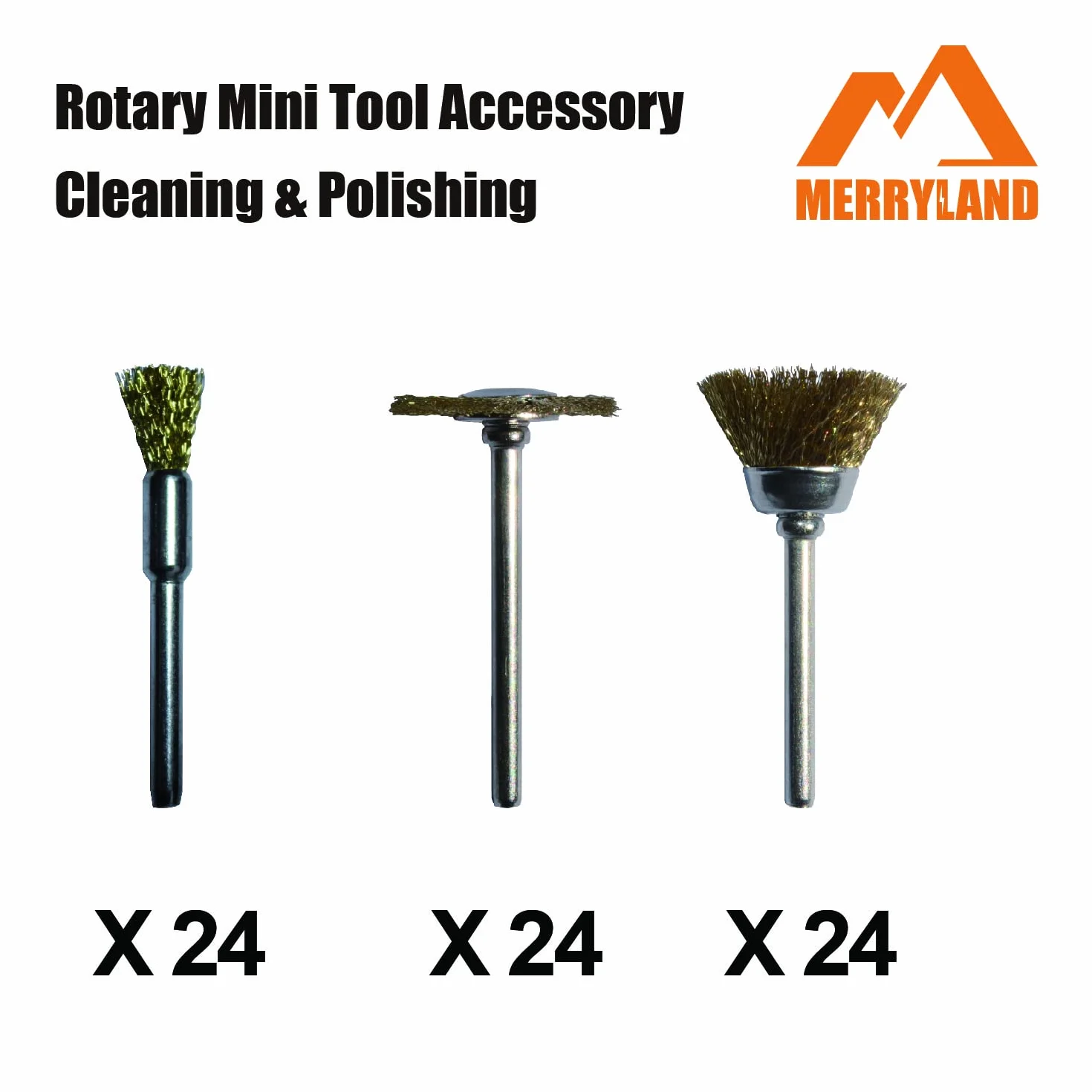 Merryland Szczotka metalowa mosiężna do Dremel 72pcs Circular, Cup and Brush 24pcs Każdy