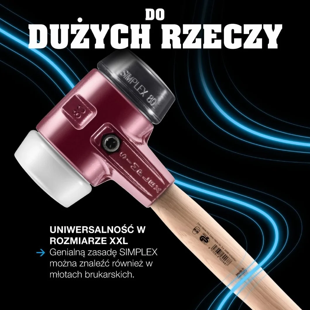 Młotek kowalski z miekkim bijakiem SIMPLEX Superpłastik 125mm HALDER