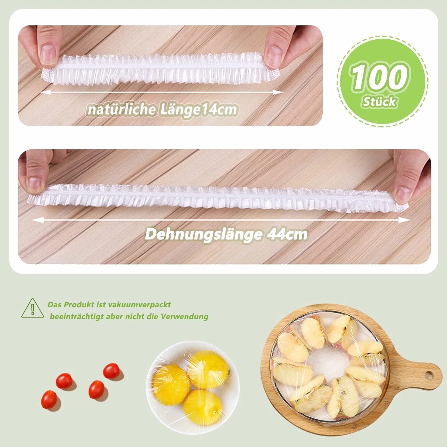100 sztuk worków do przechowywania żywności, jednorazowe, elastyczne pokrowce, osłona z tworzywa sztucznego
