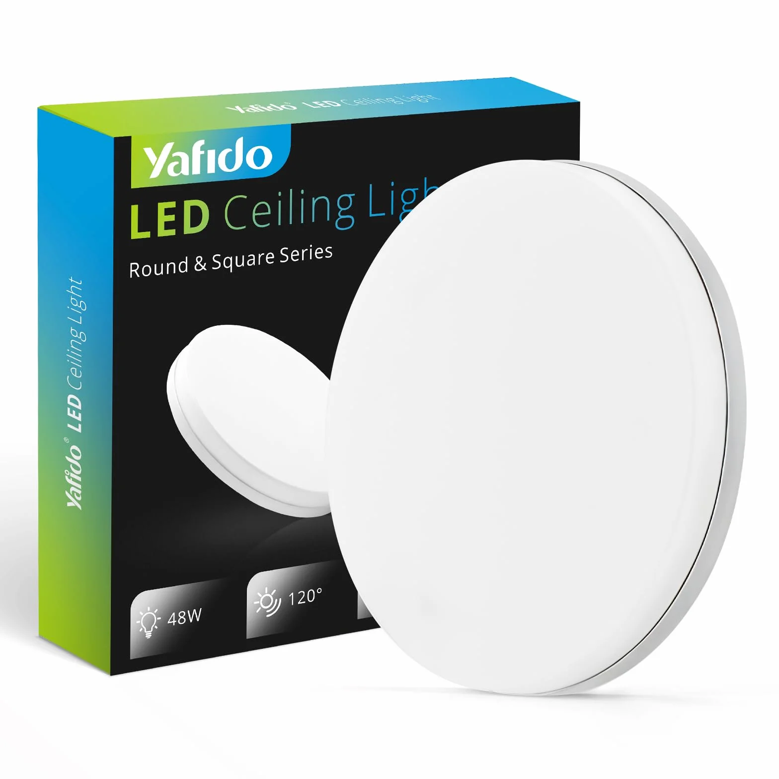 Yafido lampa sufitowa LED, ultra cienka, 48 W, 4320 lm, 4500 K, neutralny biały, lampa sufitowa LED, do salonu, sypialni, biura, kuchni, na balkon i do jadalni, bez możliwości ściemniania, Ø 30 cm
