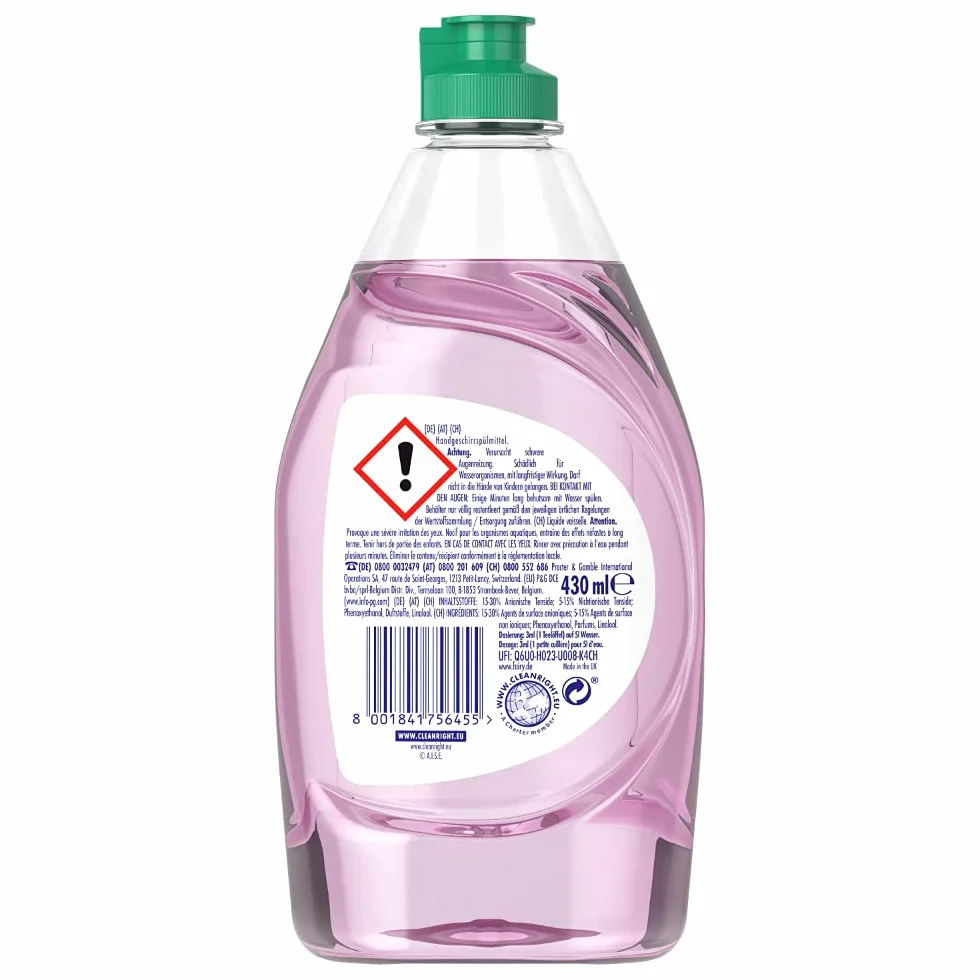 Fairy Płyn do mycia naczyń, 100% naturalny zapach lawendy i rozmarynu z skuteczną formułą do czystych naczyń i rozpuszczania tłuszczu, 430 ml