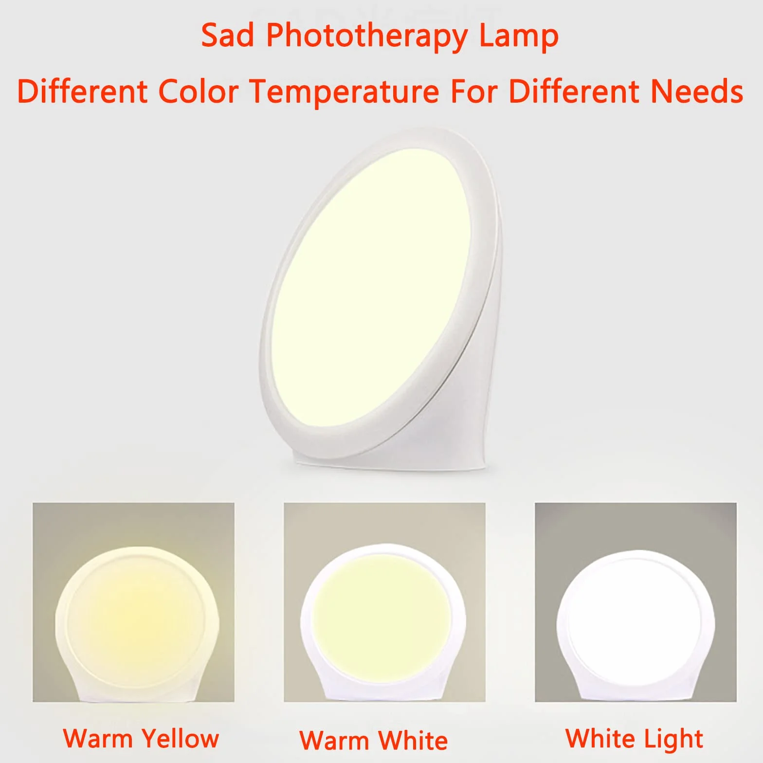 Lampa Terapeutyczna LED, Przenośne Światło LUX O Pełnym Spektrum Z 5 Poziomami Jasności I 3 Poziomami Temperatury Barwowej, Kontrola Czasu, Na Depresję Nadpobudliwości Bezsenności