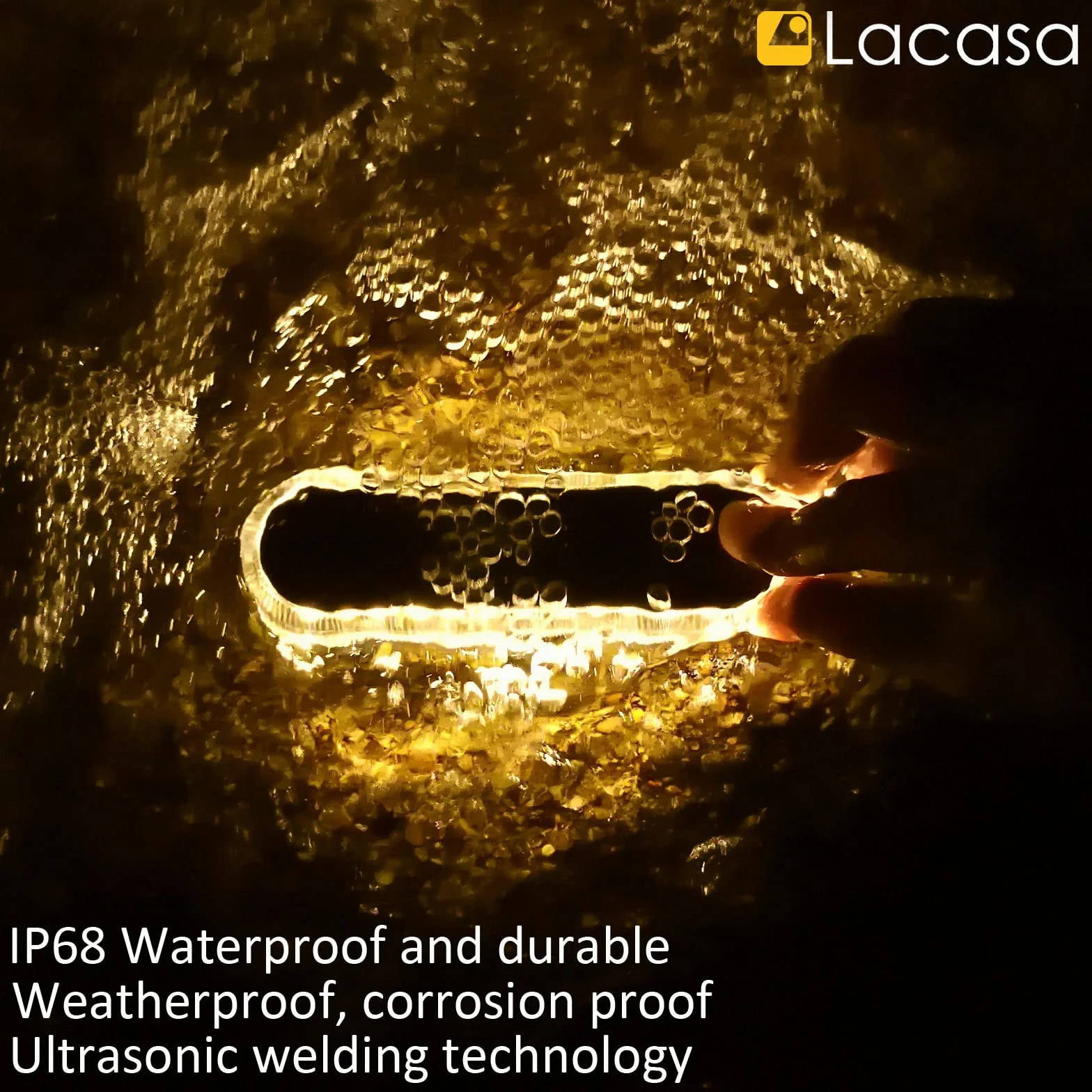 Lacasa 4 szt. Zewnętrzna lampa solarna ciepła biel 2700 K 40 lm, dekoracja tarasu zewnętrznego, wodoodporna IP68, automatyczne włączanie/wyłączanie, oświetlenie do ścieżek ogrodowych, schodów, tarasów
