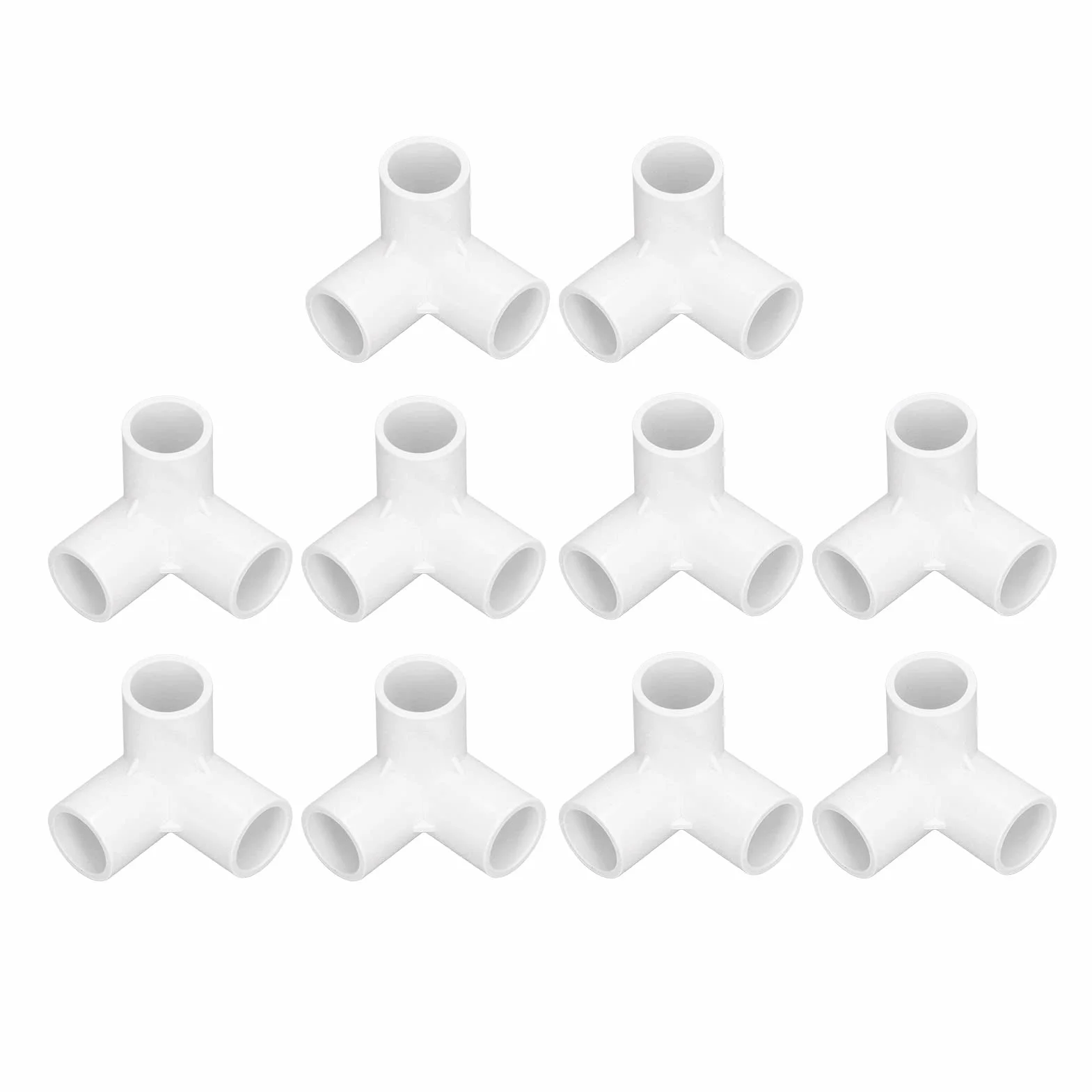 Kolanko Złączkowe z PCV 20 Mm, 3-kierunkowe, 10 Sztuk, Złączka Rurowa z Tworzywa Sztucznego z PVC, Trójnik Kątowy, Złącze Narożne do Mebli Budowlanych, Złączka Kolankowa z PCV do
