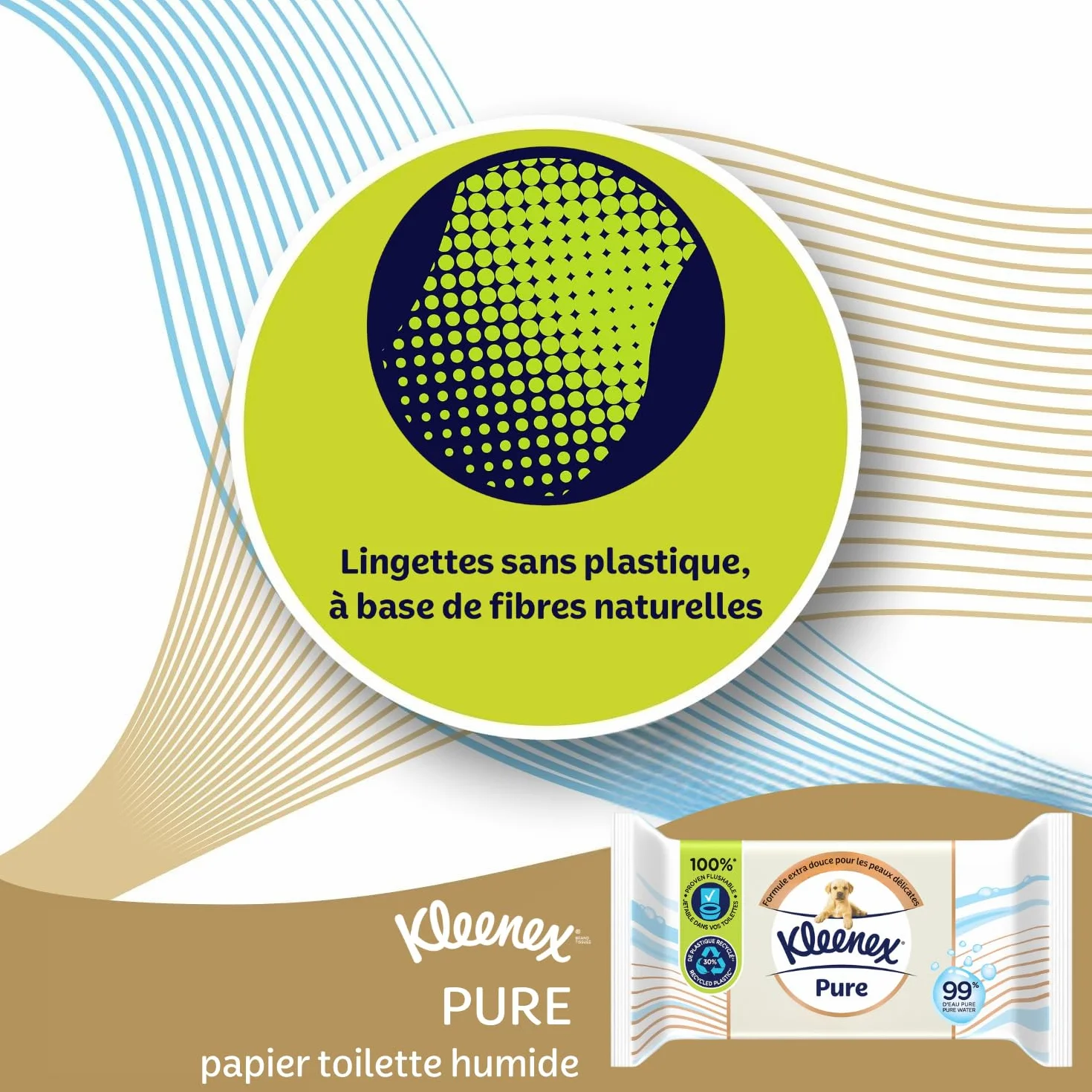 KLEENEX Czysty - Mokry papier toaletowy (12 opakowań po 38 arkuszy), podwójna grubość, jednorazowy w toalecie, bez plastiku, bez zapachu, bez alkoholu, opakowanie nadające się do recyklingu