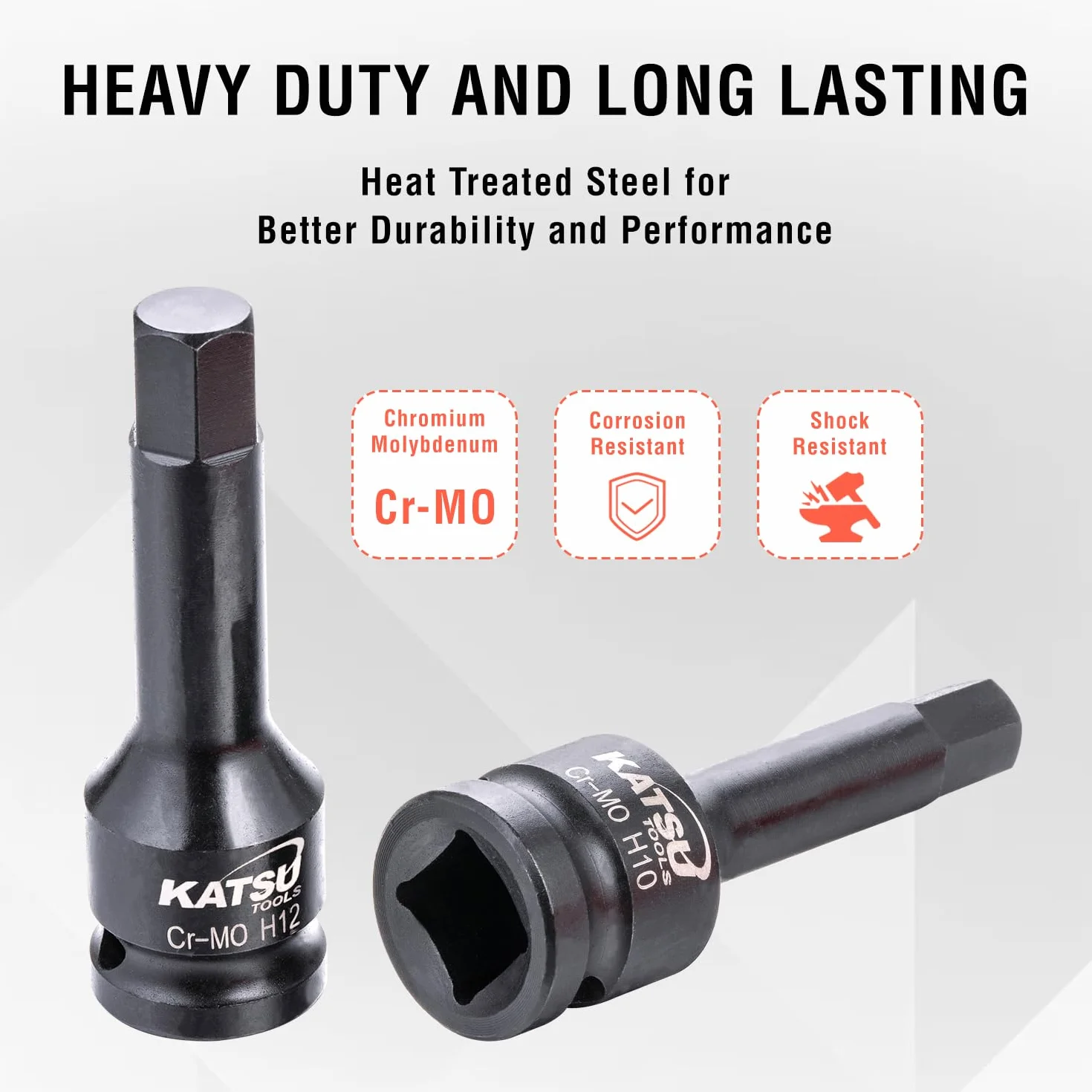 KATSU Tools Zestaw nasadek imbusowych 1/5.1 cm, 20 szt., rozmiar metryczny i imperialny, H6 - H19 i H1/10.2 cm - H3/10.2 cm, stal CR-MO, długość 78 mm 420413