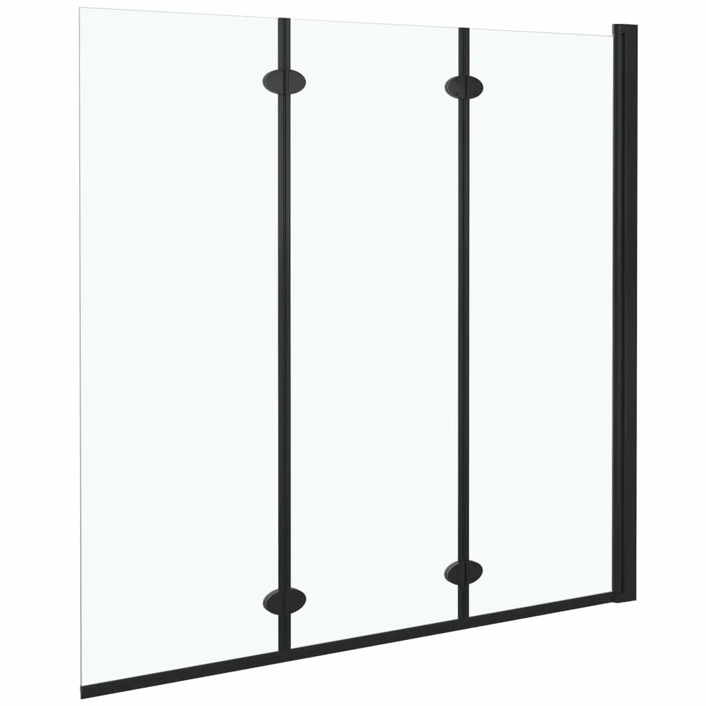 Składana kabina prysznicowa z 3 panelami ze szkła bezpiecznego ESG, 130 x 138 cm, czarna, rama aluminiowa, regulowana, składane drzwi, przegroda prysznicowa do łazienki, wnęki i wanny