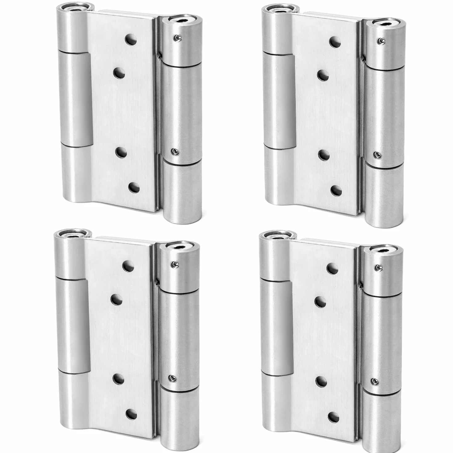 QWORK 4 zawiasy sprężynowe, 100 mm, stal nierdzewna 304, podwójne działanie, do drzwi skrzydłowych, zawiasy samozamykające, sprężynowe drzwi do kawy i salonu