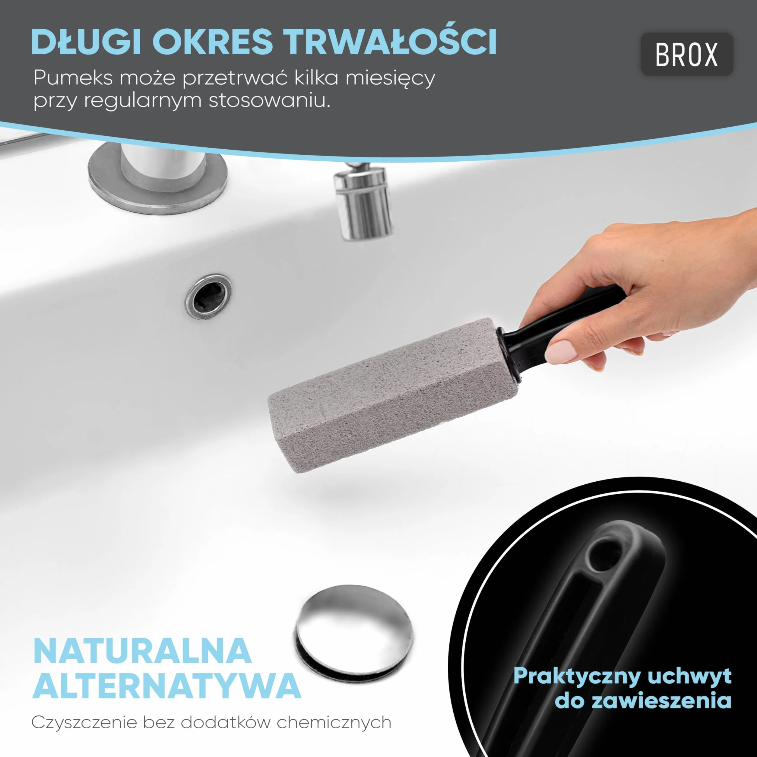 BROX® Bimsstein WC 3 sztuki – Środek do czyszczenia toalet przy uporczywym kamieniu moczowym i osadzie wapiennym – Kamień pumeksowy do toalety – Kamień do skutecznego czyszczenia