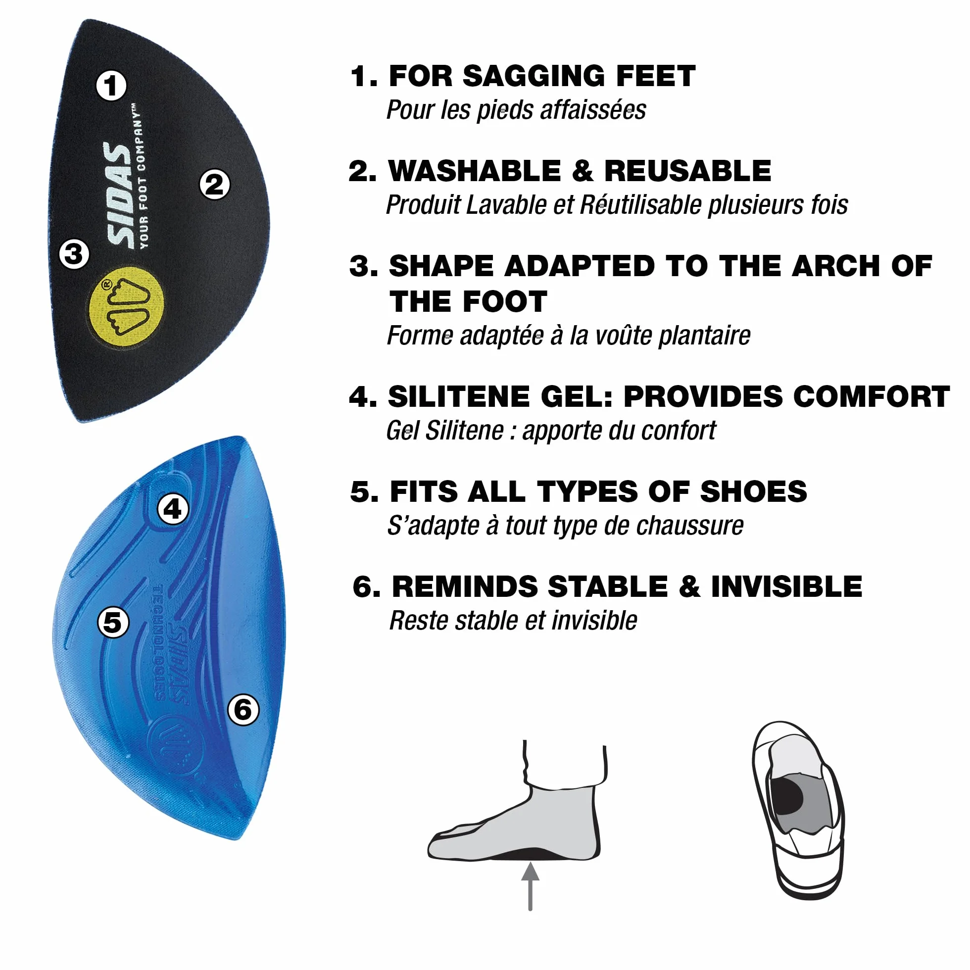 Sidas Gel Arch Support Washable Reusable