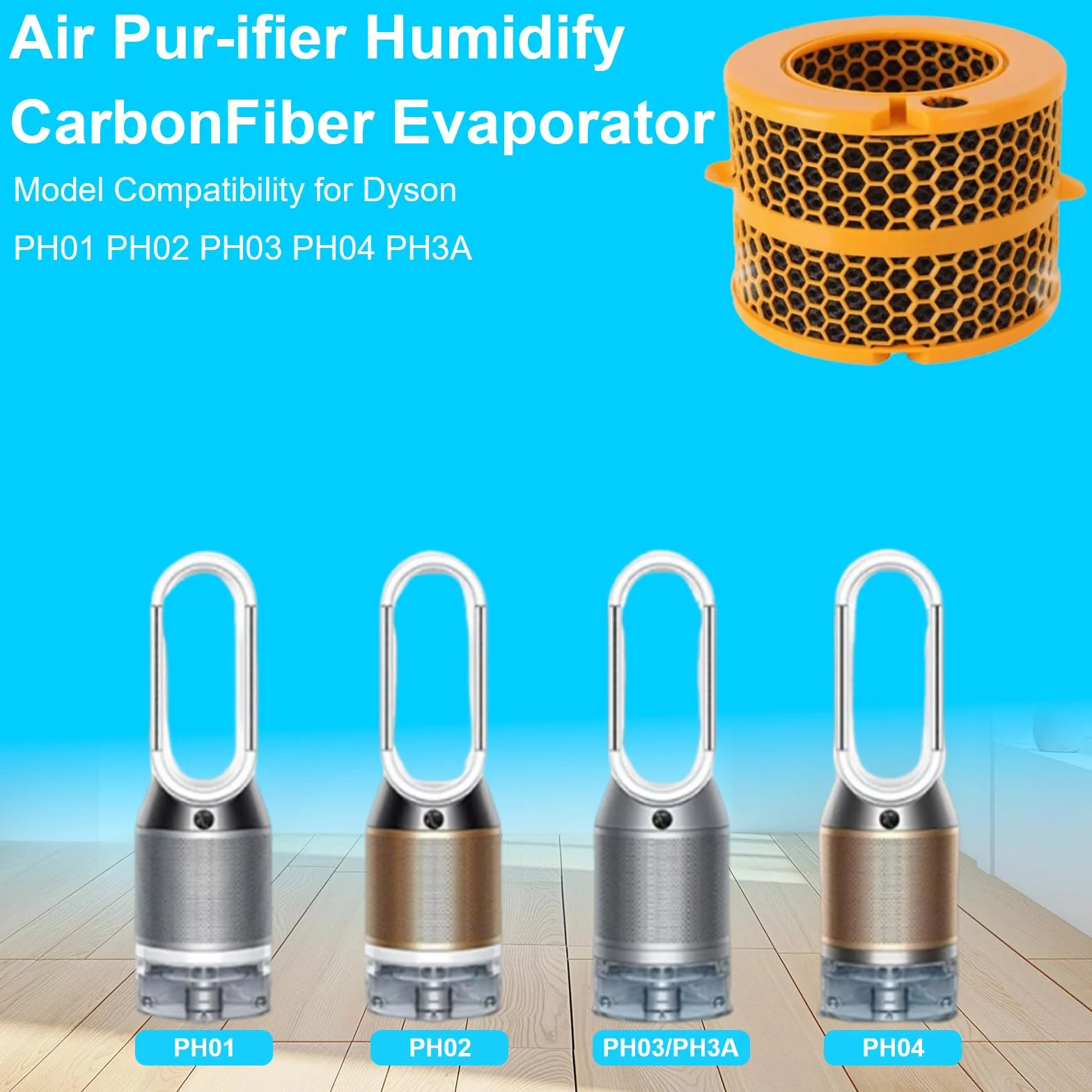 Filtr oczyszczający powietrze, filtr węglowy, zamiennik parownika 970718-01, akcesoria do oczyszczacza powietrza Dyson, Humidify+cool PH01, PH02, PH03, PH04, PH3A (pomarańczowy, 1 sztuka)