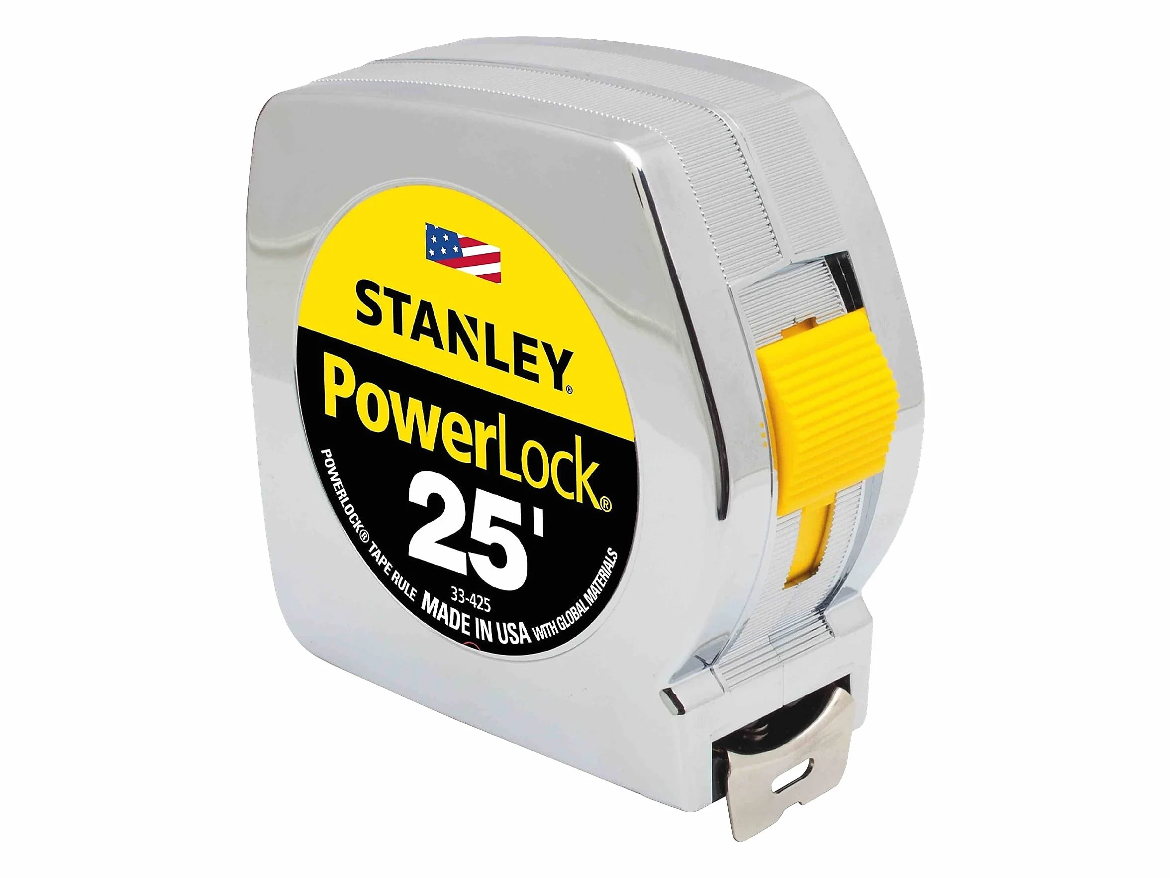 Stanley 33425 Powerlock II Power Return Rule, 1 x 7,6 m, chrom/żółty