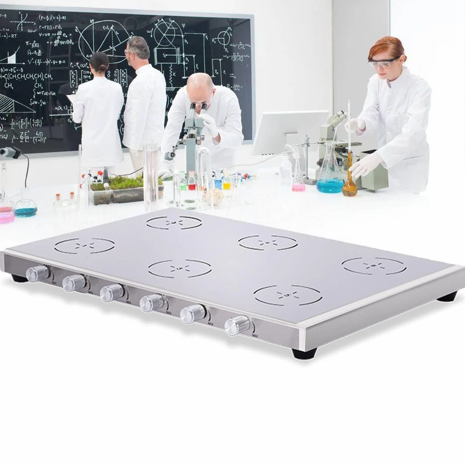 Mieszadło magnetyczne, wielopozycyjna maszyna do mieszania laboratoryjnego, kontrola prędkości 200-2000 obr./min, płyta robocza ze stali nierdzewnej do użytku laboratoryjnego