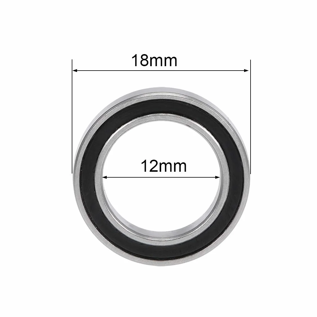 sourcing map 10 szt. 6701-2RS łożysko kulkowe zwykłe Z2 12 mm x 18 mm x 4 mm podwójnie uszczelniona stal chromowana